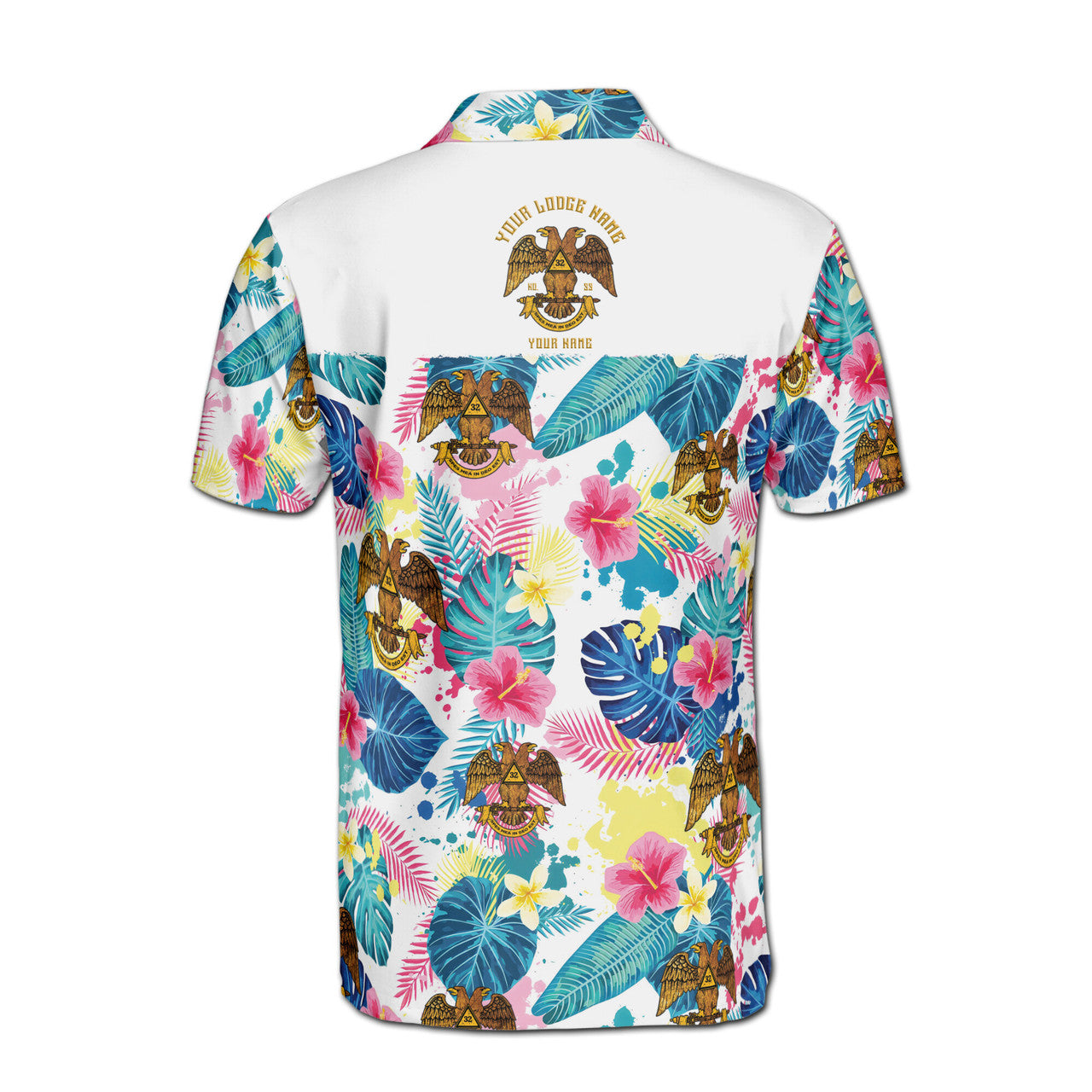 Customized Scottish Rite 32 Colorful Palm Leaf Men's Polo Shirt S-5XL - FUKAMASONIC