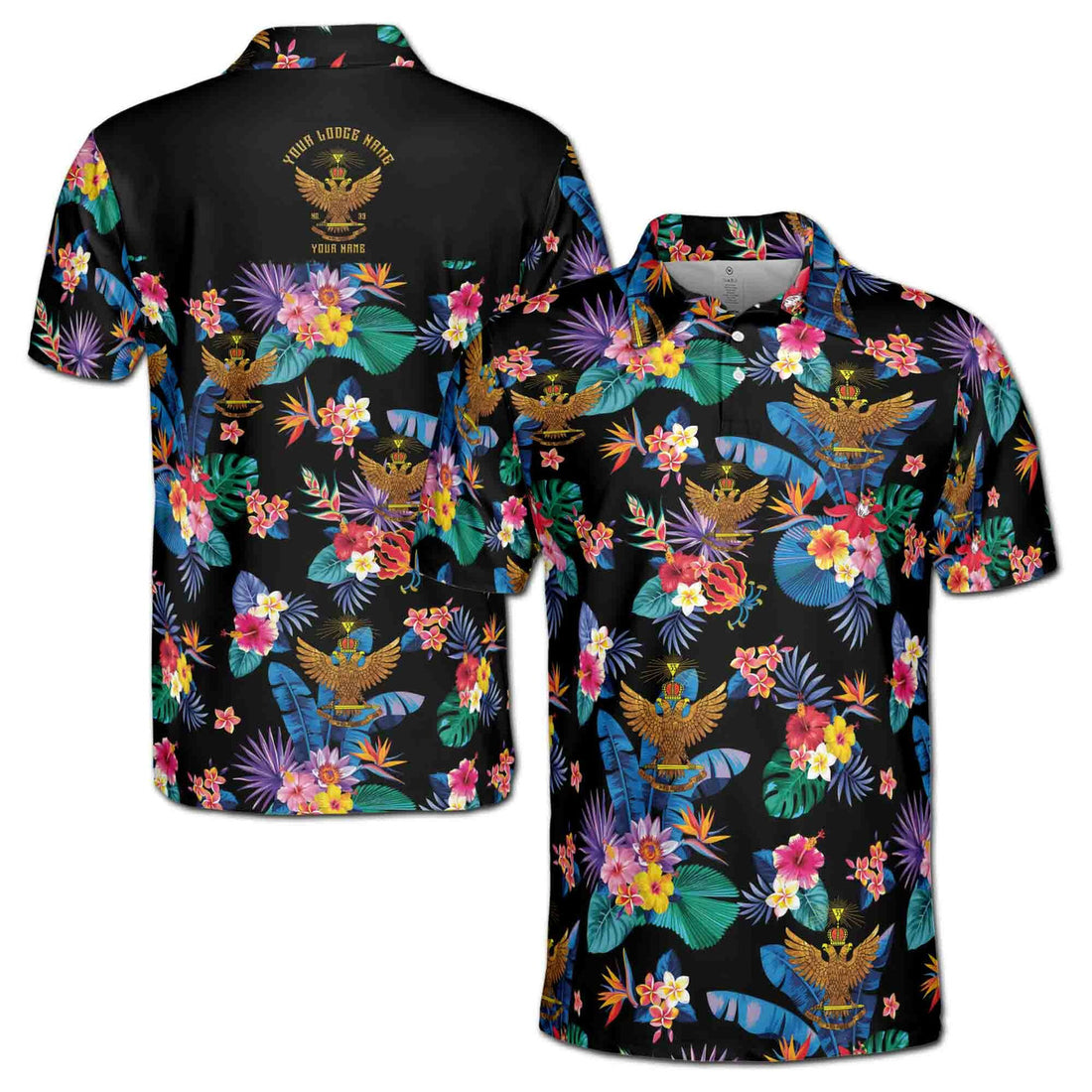 Customized Scottish Rite 33 Colorful Palm Leaf Men's Polo Shirt S-5XL - FUKAMASONIC
