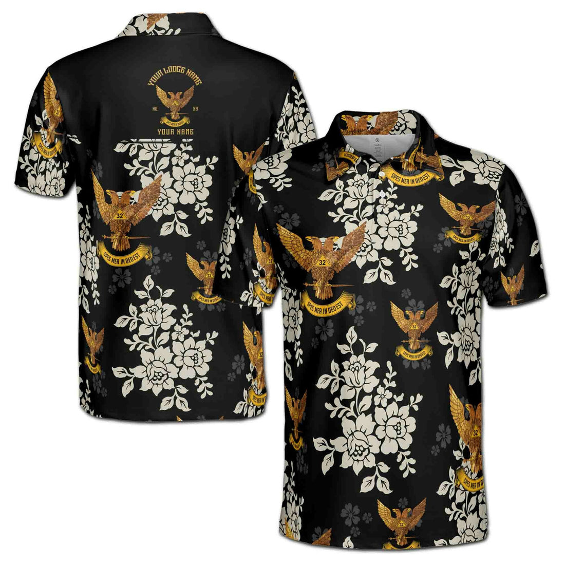 Customized Scottish Rite 32 Tropical Floral Men's Polo Shirt S-5XL - FUKAMASONIC