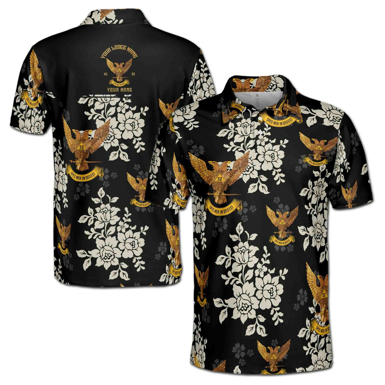 Customized Scottish Rite 32 Tropical Floral Men's Polo Shirt S-5XL - FUKAMASONIC