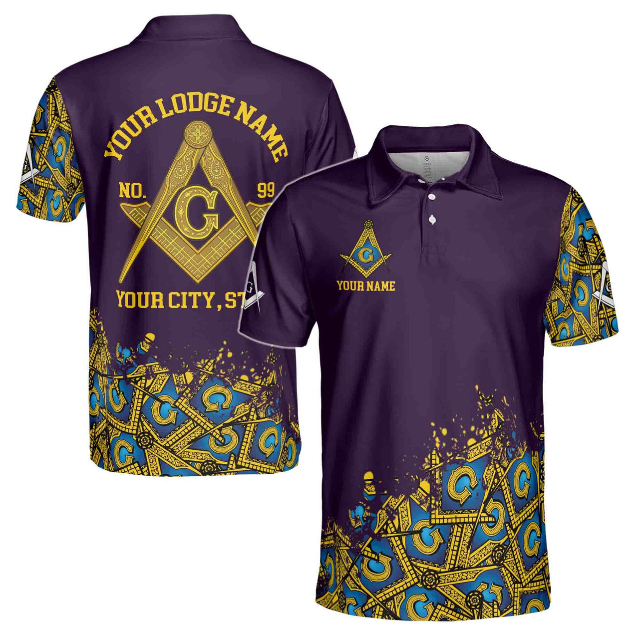 Customized Blue Lodge Master Mason Mansonic Men's Polo Shirt S-5XL - FUKAMASONIC
