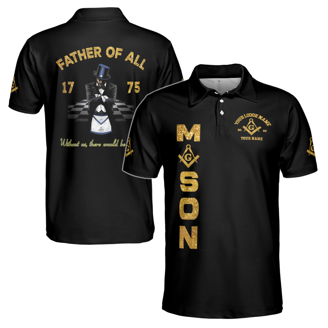 Personalized Freemason Father Of All Golden Line Men's Polo Shirt S-5XL - FUKAMASONIC