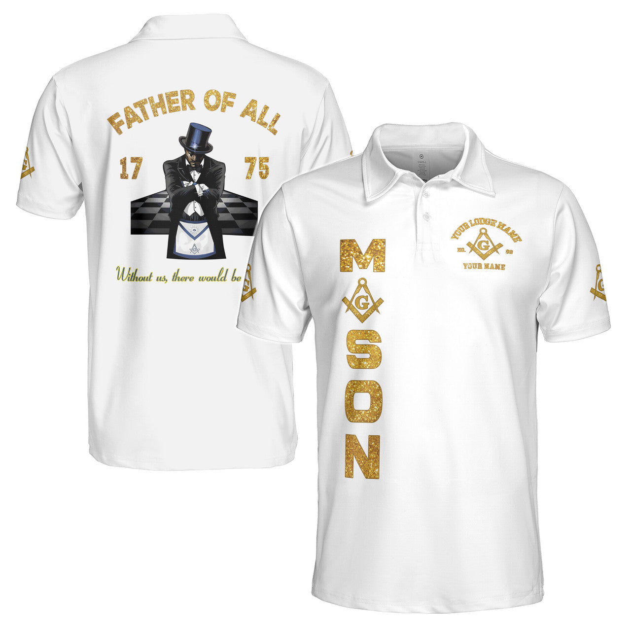 Personalized Freemason Father Of All Golden Line Men's Polo Shirt S-5XL - FUKAMASONIC