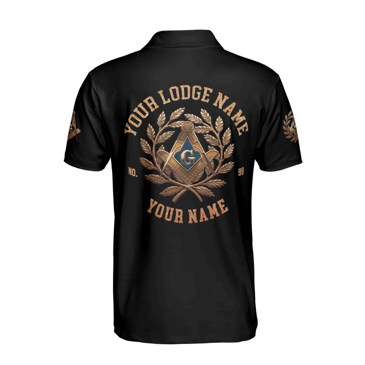 Custom Name Master Mason Freemason Bronze Emblem Men's Polo S-5XL - FUKAMASONIC