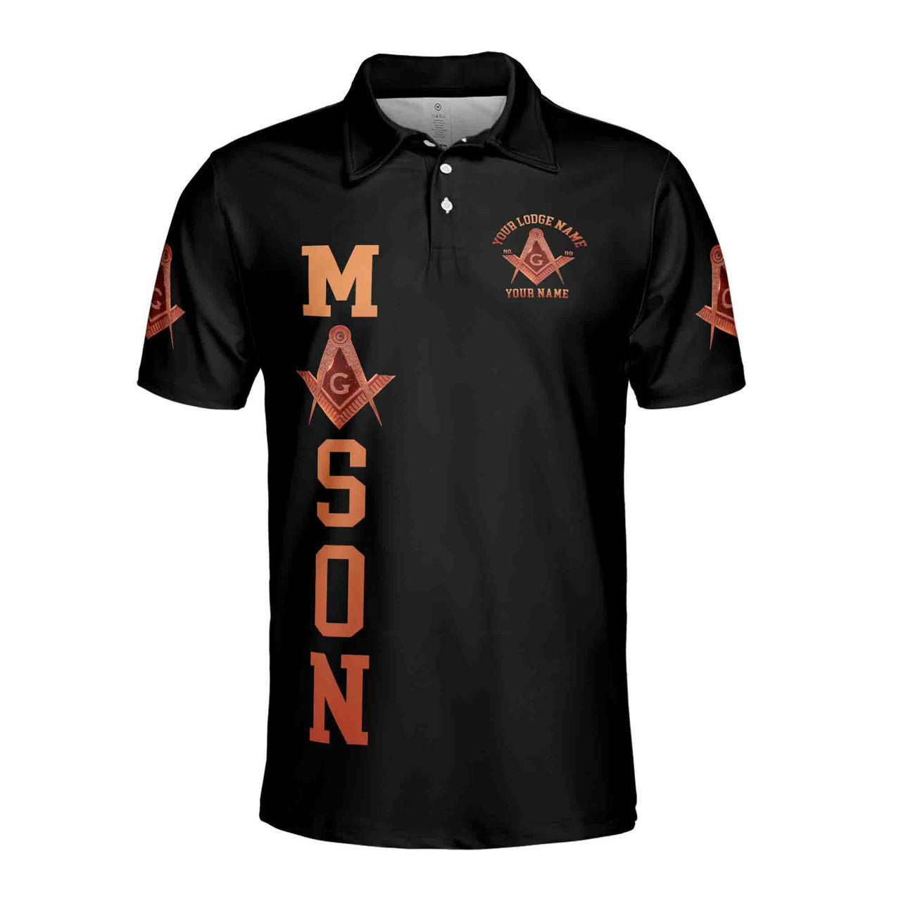 Custom Name Masonic Master Mason Grunge Men's Polo S-5XL - FUKAMASONIC