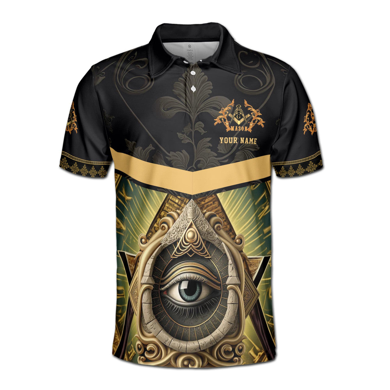 Customized Master Mason Freemasonry All Seeing Eye Men's Polo S-5XL - FUKAMASONIC