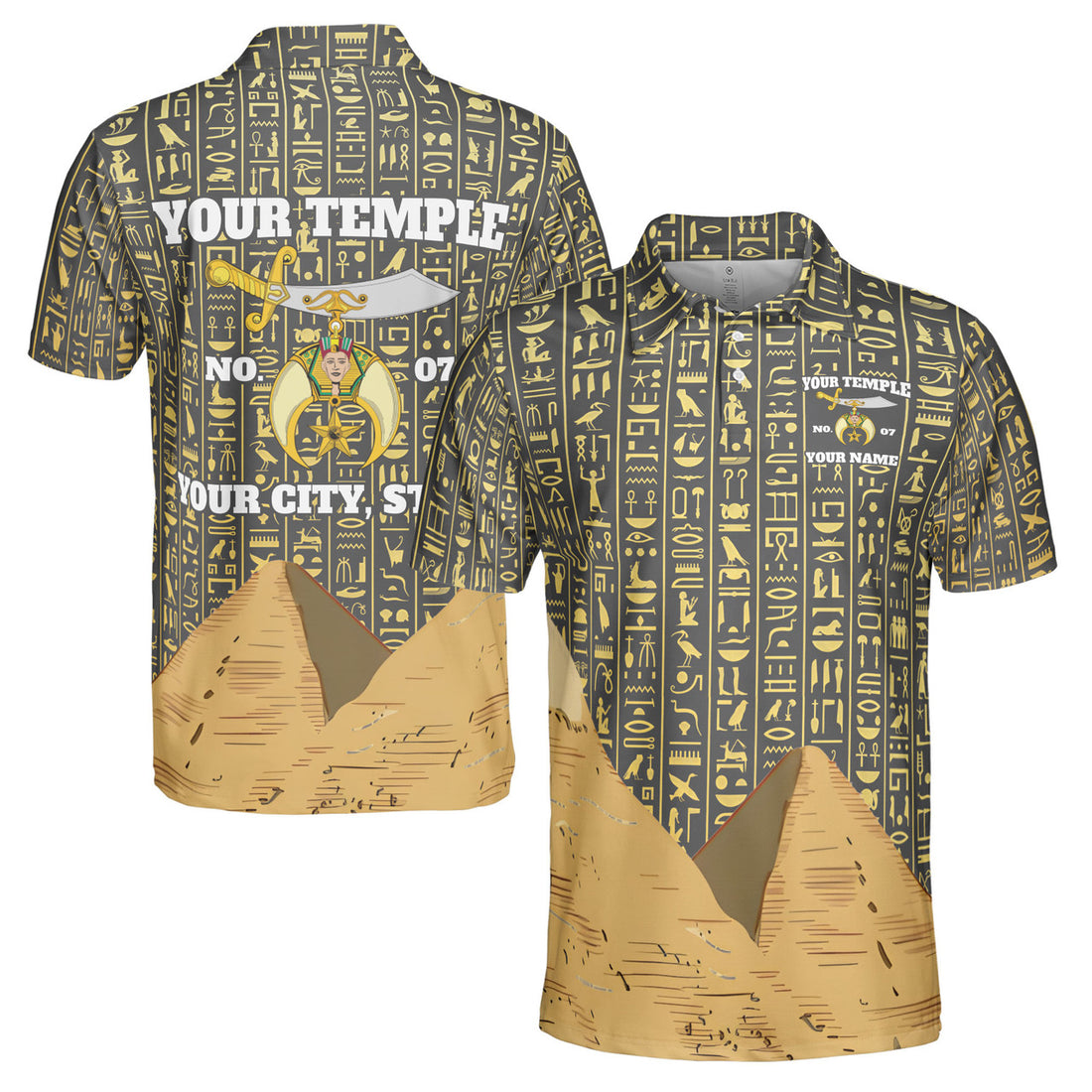 Personalized Masonic Noble Shriner Men's 3D Polo Shirt S-5XL
