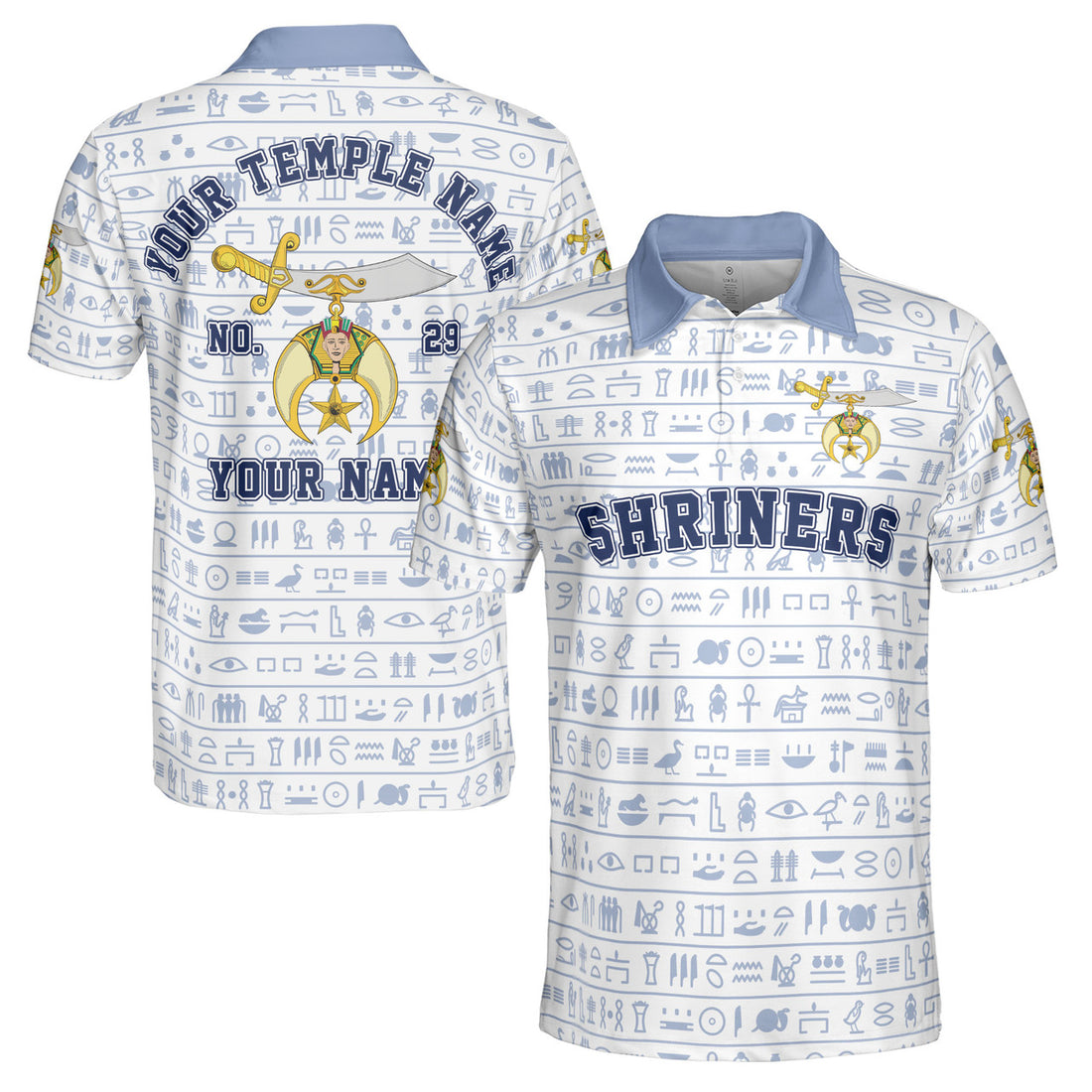 Customized Noble Polo Shriners Egyptian Patterns Men's Polo S-5XL