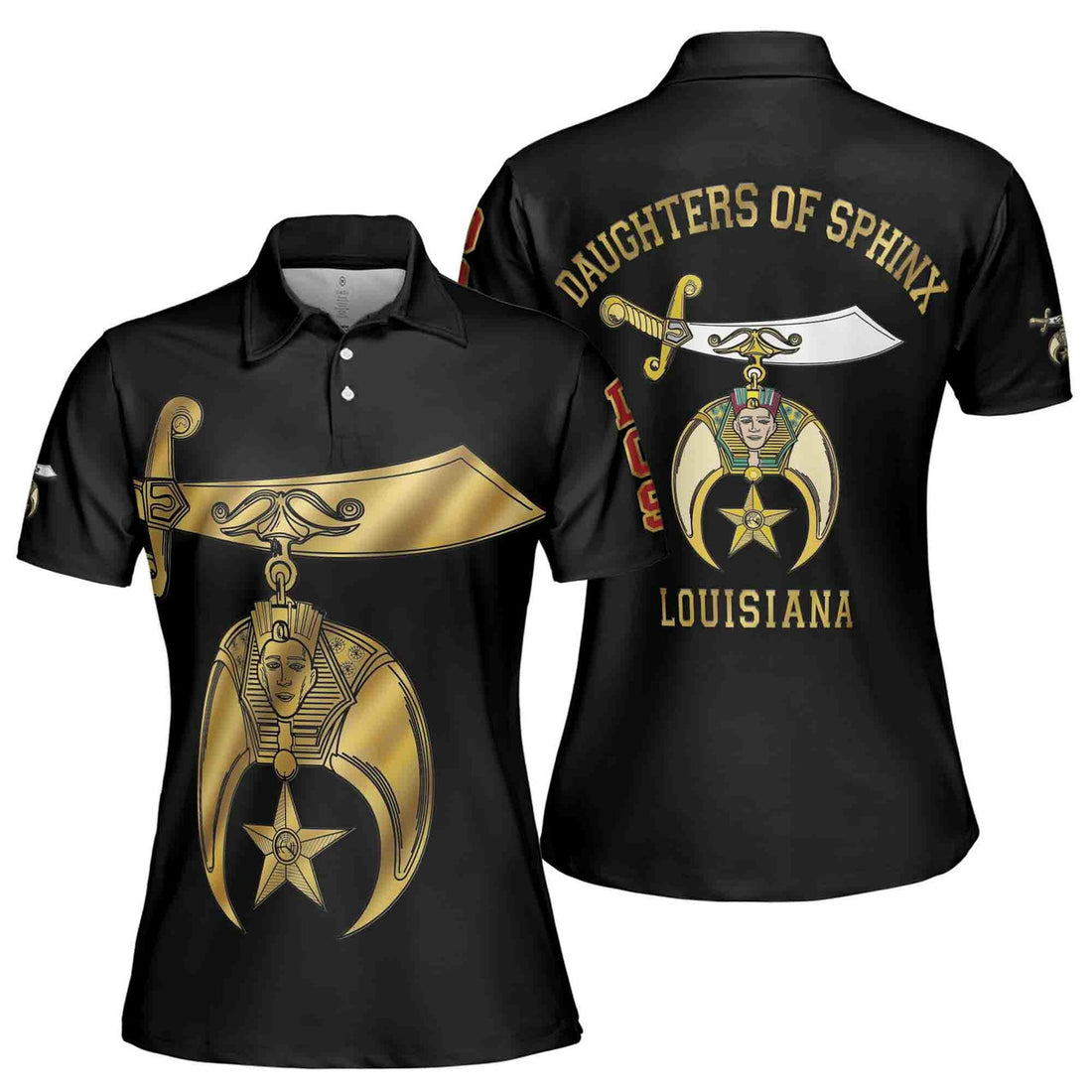 Customize Daughters of Sphinx Shriner Emblem, DOS Fraterner Degree Freemasonary Women's Polo Shirt S-5XL - FUKAMASONIC