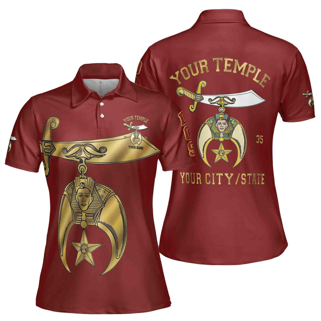 Customize Daughters of Sphinx Shriner Emblem, DOS Fraterner Freemasonary Women's Polo Shirt S-5XL - FUKAMASONIC