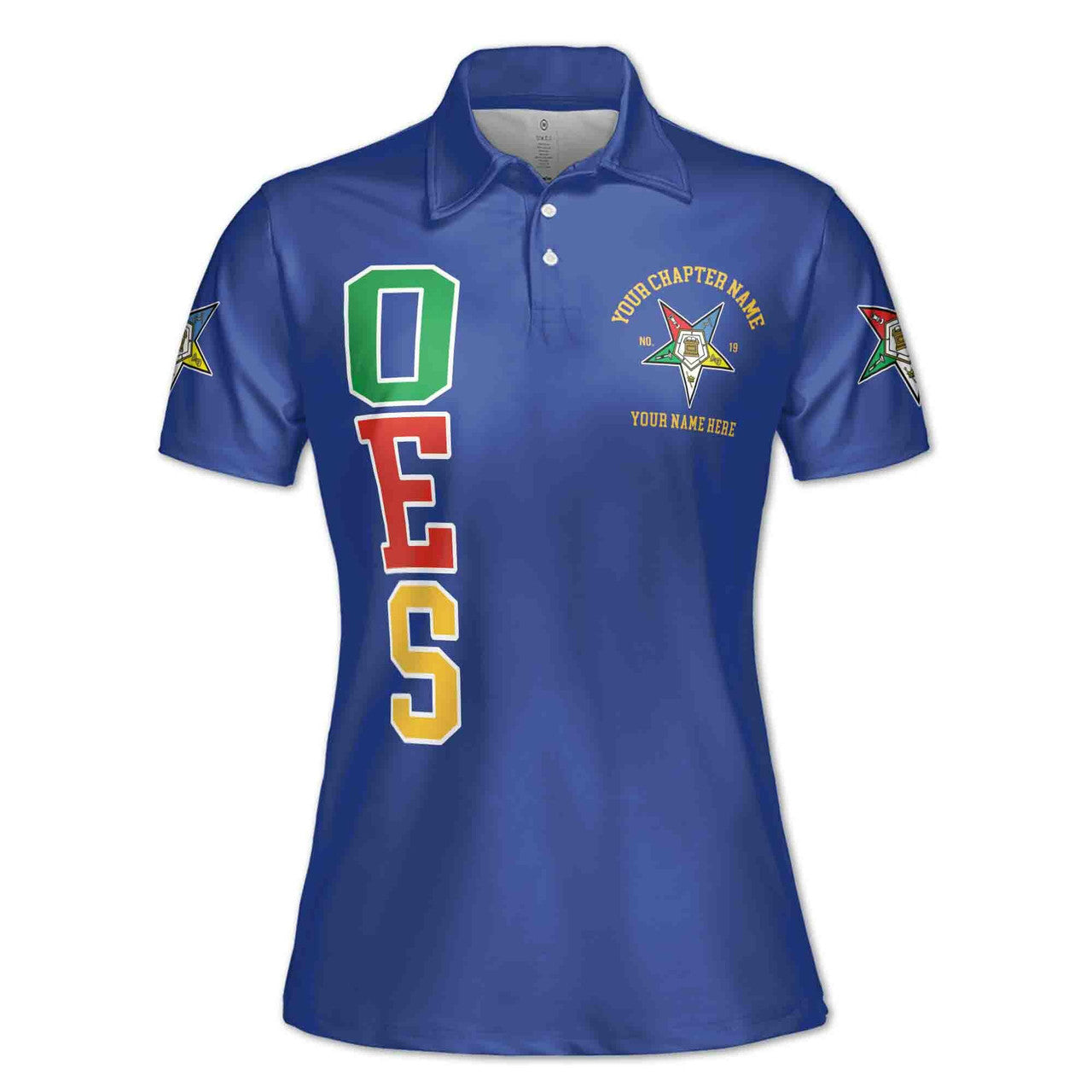 Customize Order of the Eastern Star OES Pentagon Down AF&AM Women's Polo Shirt S-5XL - FUKAMASONIC