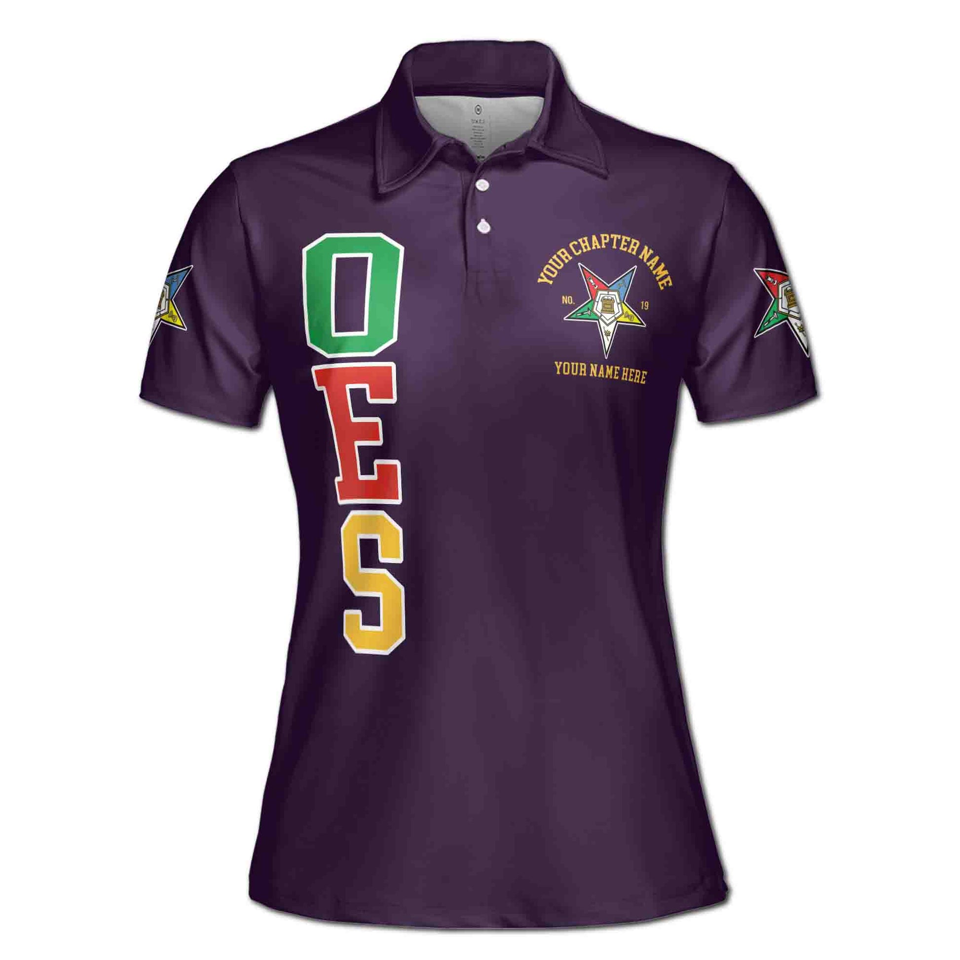 Customize Order of the Eastern Star OES Pentagon Down AF&AM Women's Polo Shirt S-5XL - FUKAMASONIC