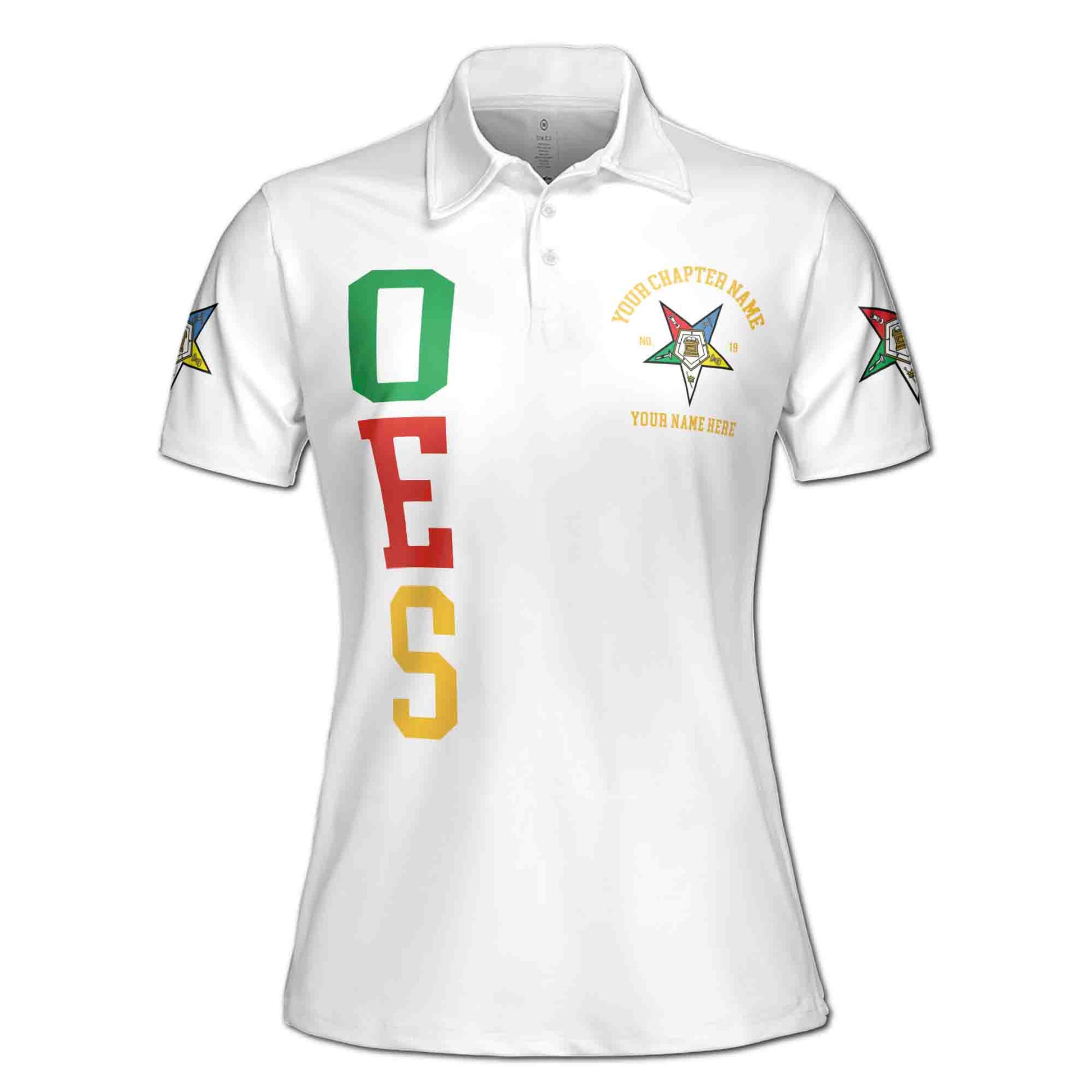Customize Order of the Eastern Star OES Pentagon Down AF&AM Women's Polo Shirt S-5XL - FUKAMASONIC
