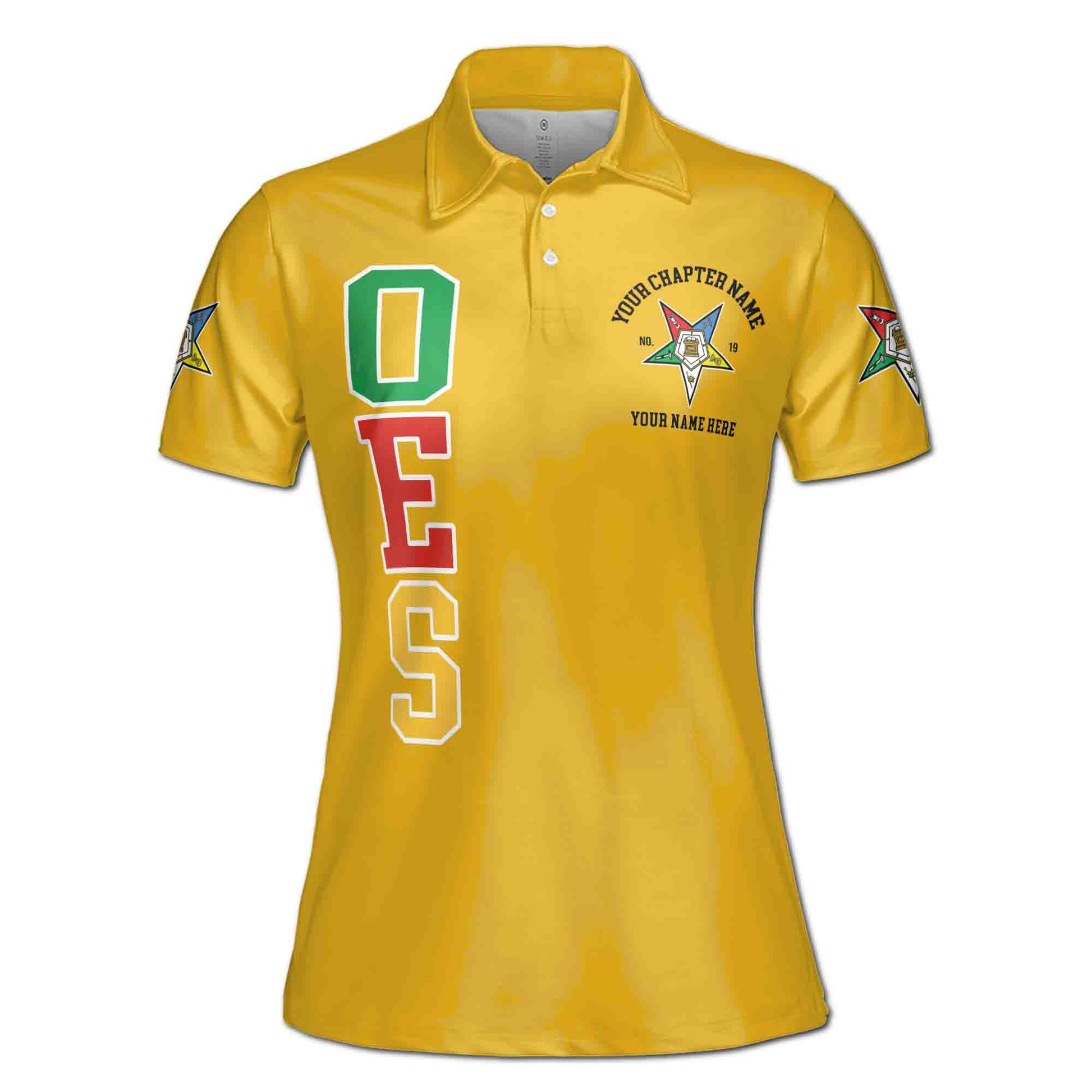 Customize Order of the Eastern Star OES Pentagon Down AF&AM Women's Polo Shirt S-5XL - FUKAMASONIC
