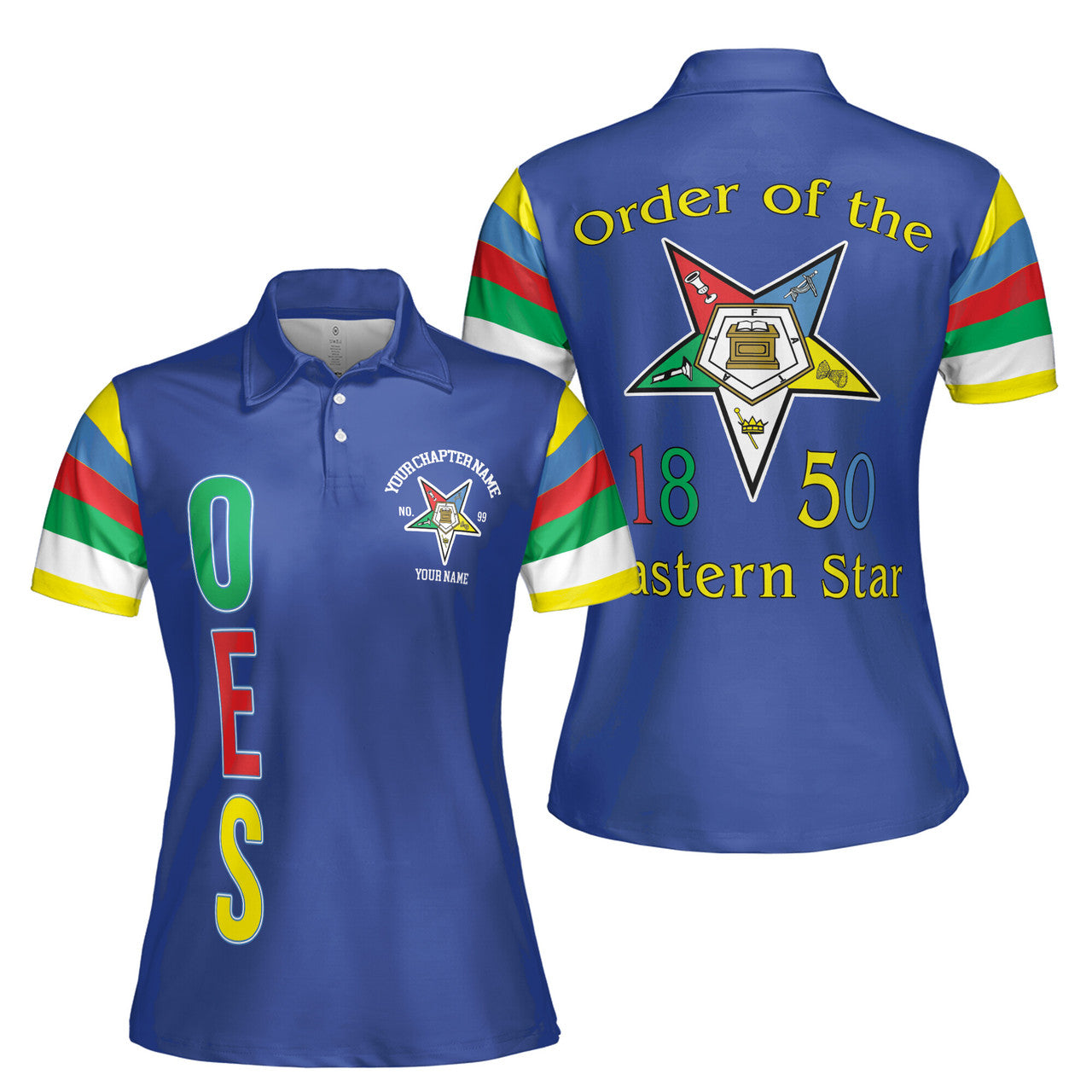 Personalized Order of the Eastern Star OES 1850 Women's Polo Shirt S-5XL - FUKAMASONIC
