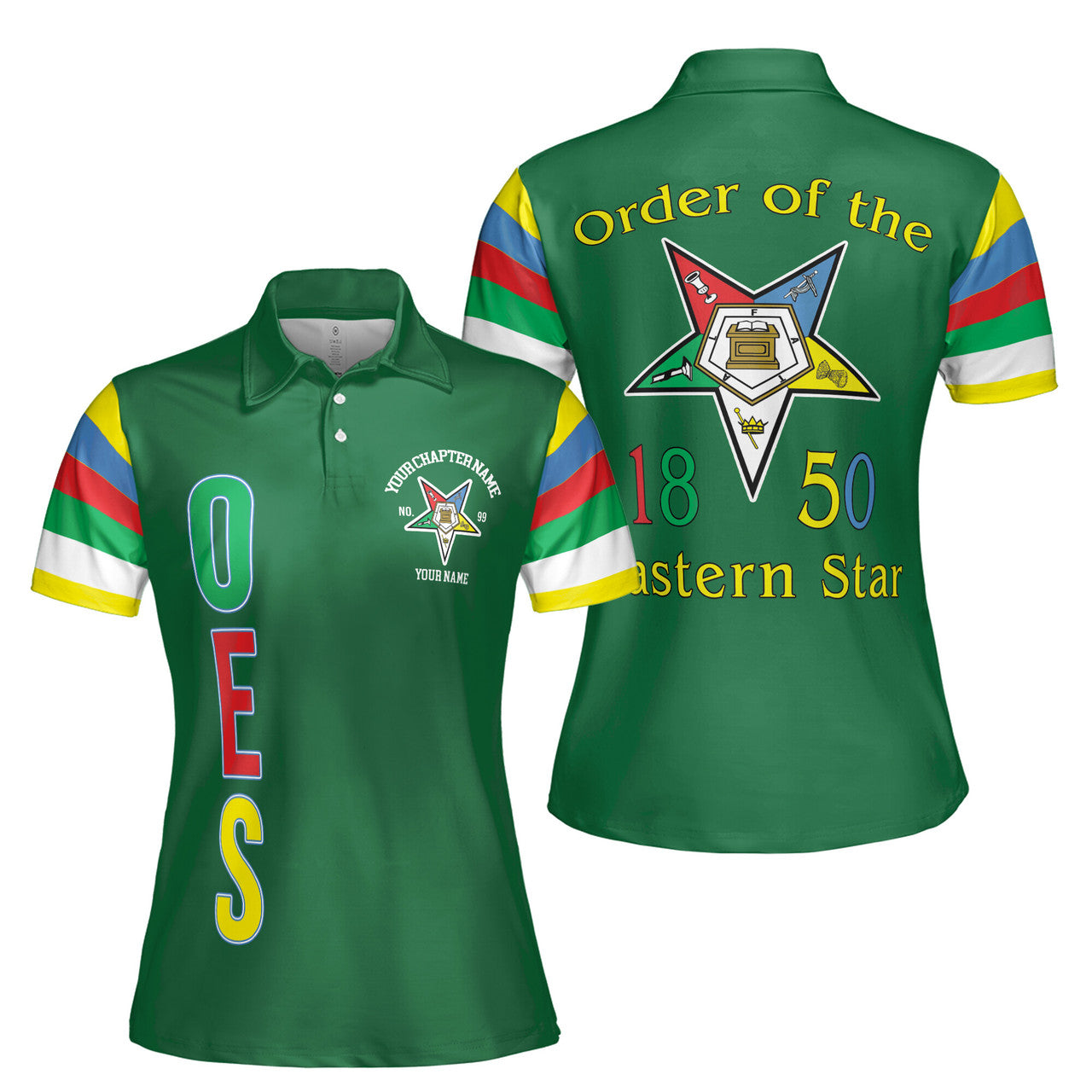 Personalized Order of the Eastern Star OES 1850 Women's Polo Shirt S-5XL - FUKAMASONIC