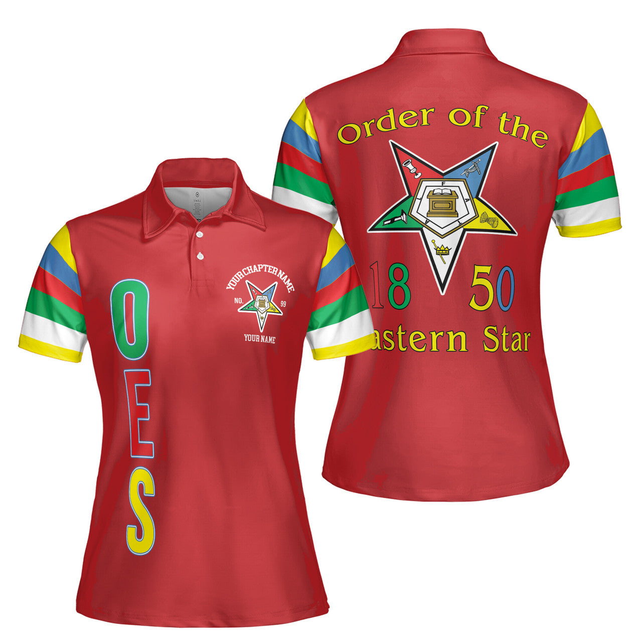 Personalized Order of the Eastern Star OES 1850 Women's Polo Shirt S-5XL - FUKAMASONIC