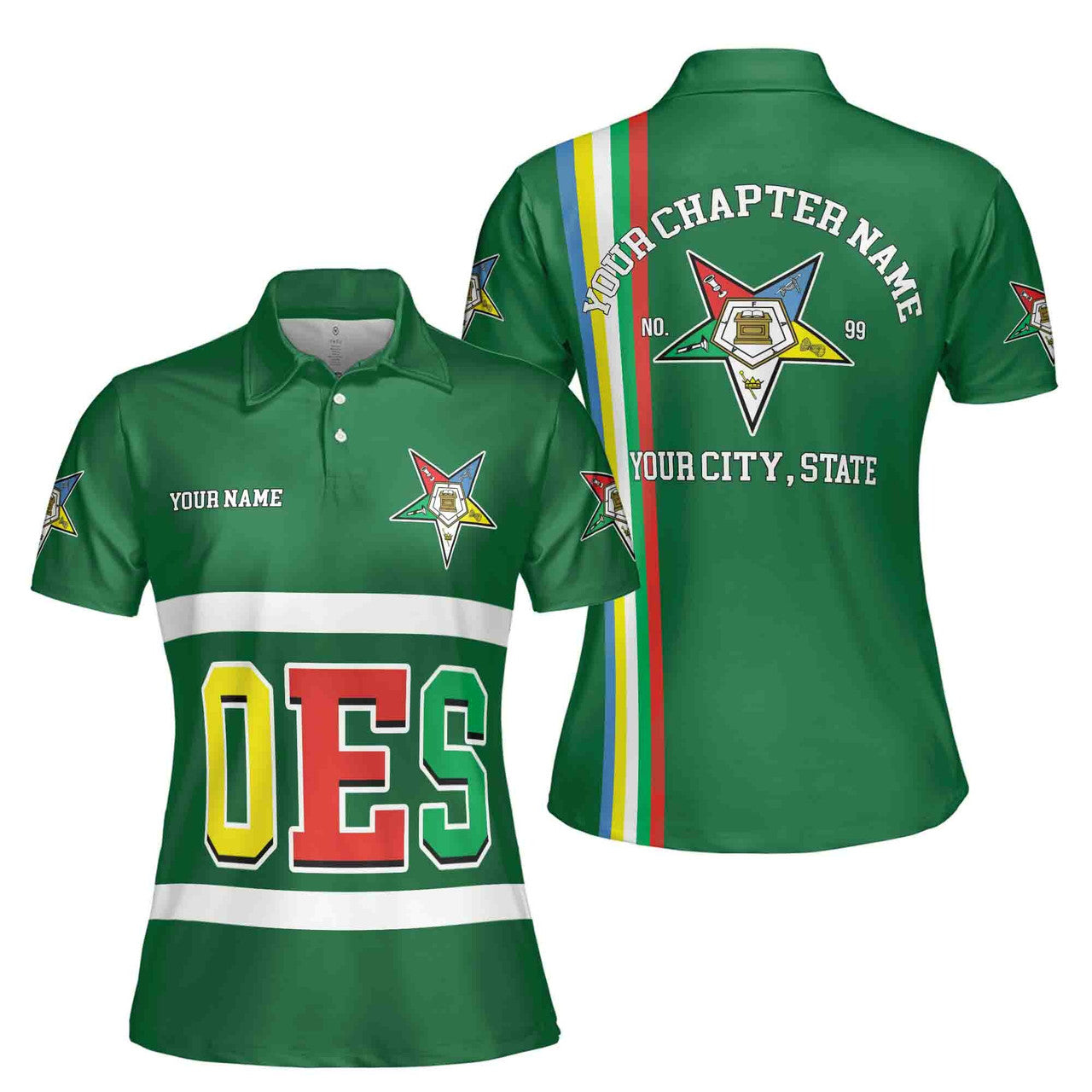 Custom Multi-color Order of the Eastern Star OES AF&AM Women's Polo Shirt S-5XL - FUKAMASONIC