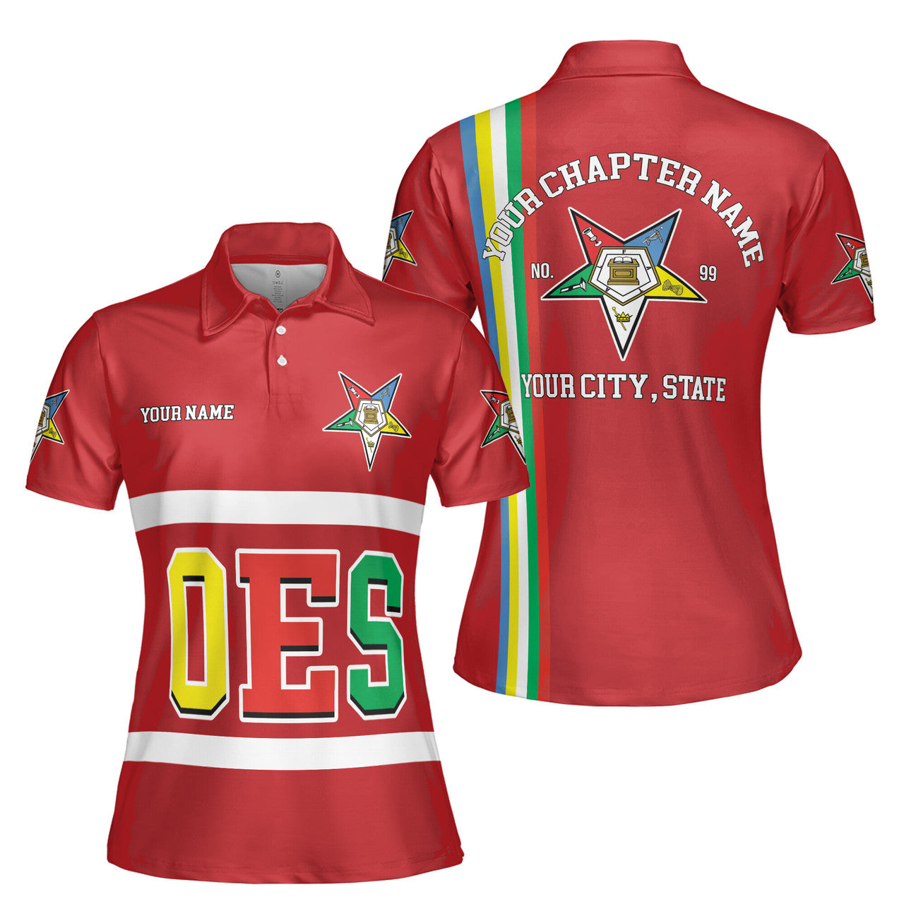 Custom Multi-color Order of the Eastern Star OES AF&AM Women's Polo Shirt S-5XL - FUKAMASONIC