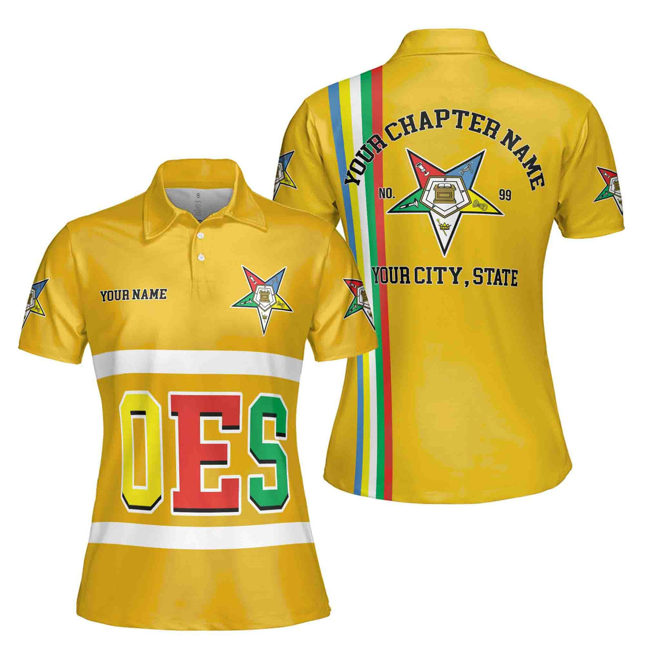 Custom Multi-color Order of the Eastern Star OES AF&AM Women's Polo Shirt S-5XL - FUKAMASONIC