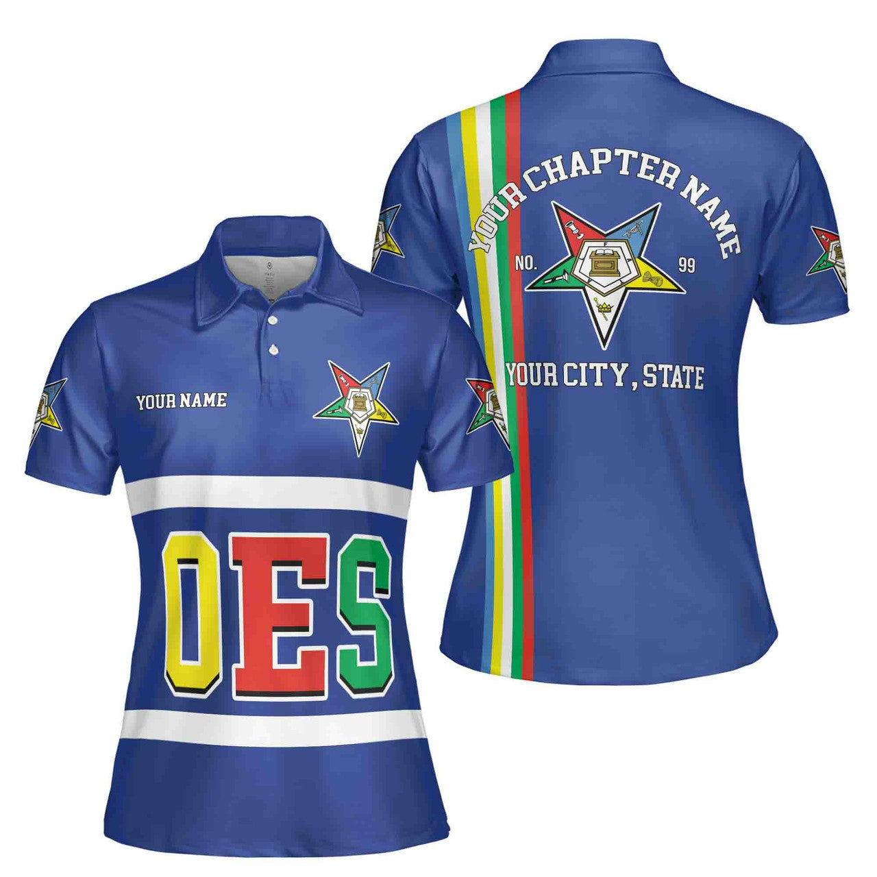 Custom Multi-color Order of the Eastern Star OES AF&AM Women's Polo Shirt S-5XL - FUKAMASONIC