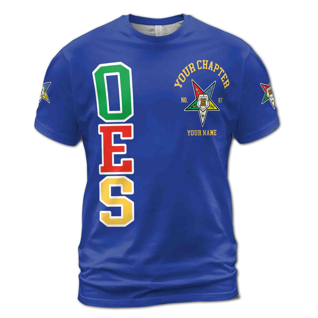 Customize Order of the Eastern Star OES Pentagon Down AF&AM Unisex 3D T-shirt Size S-5XL - FUKAMASONIC