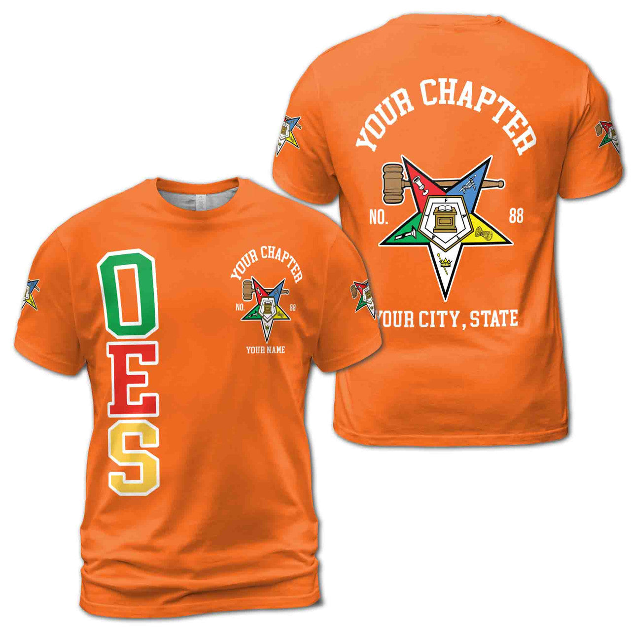 Custom Name Order of the Eastern Star Past Matron OES Gavel 3D T-Shirt S-5XL - FUKAMASONIC