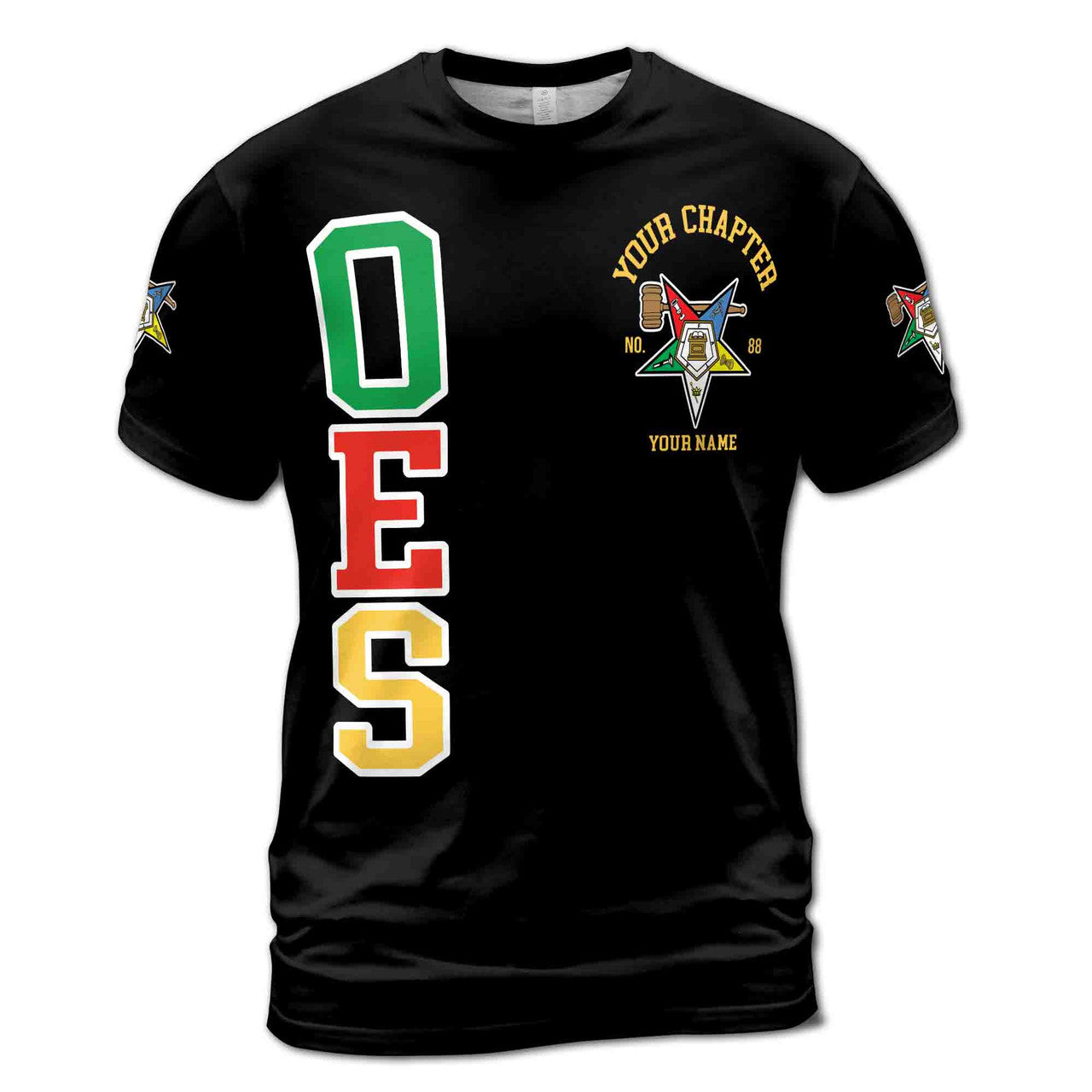 Custom Name Order of the Eastern Star Past Matron OES Gavel 3D T-Shirt S-5XL - FUKAMASONIC