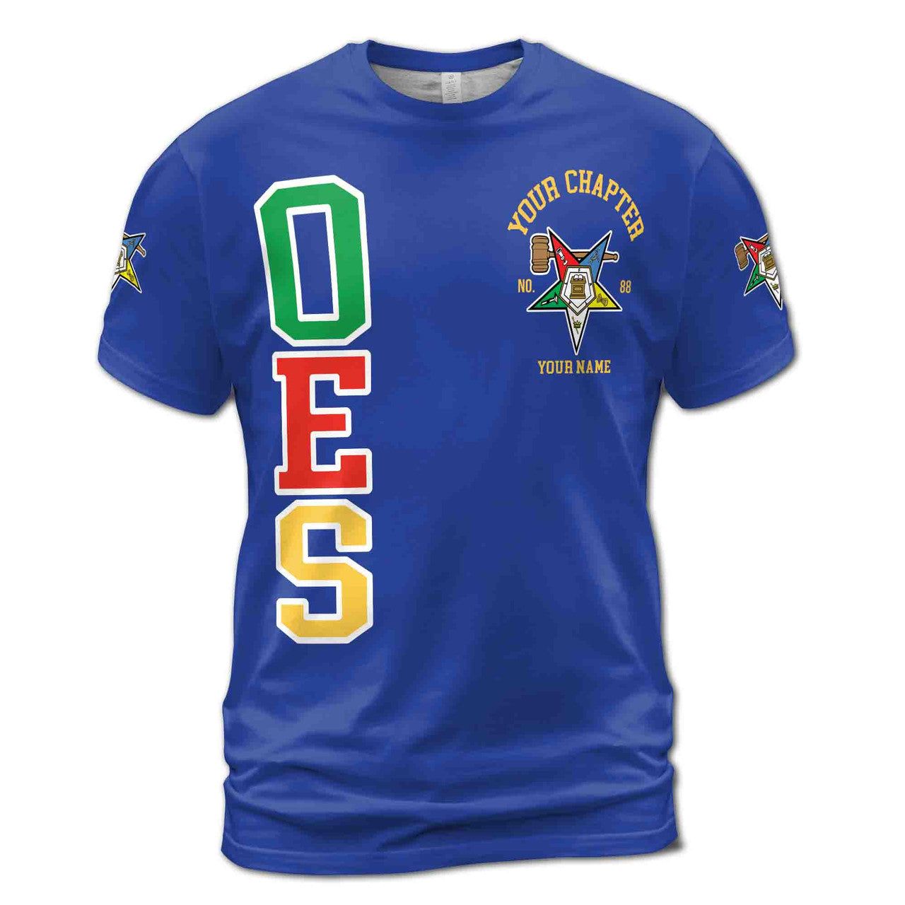 Custom Name Order of the Eastern Star Past Matron OES Gavel 3D T-Shirt S-5XL - FUKAMASONIC