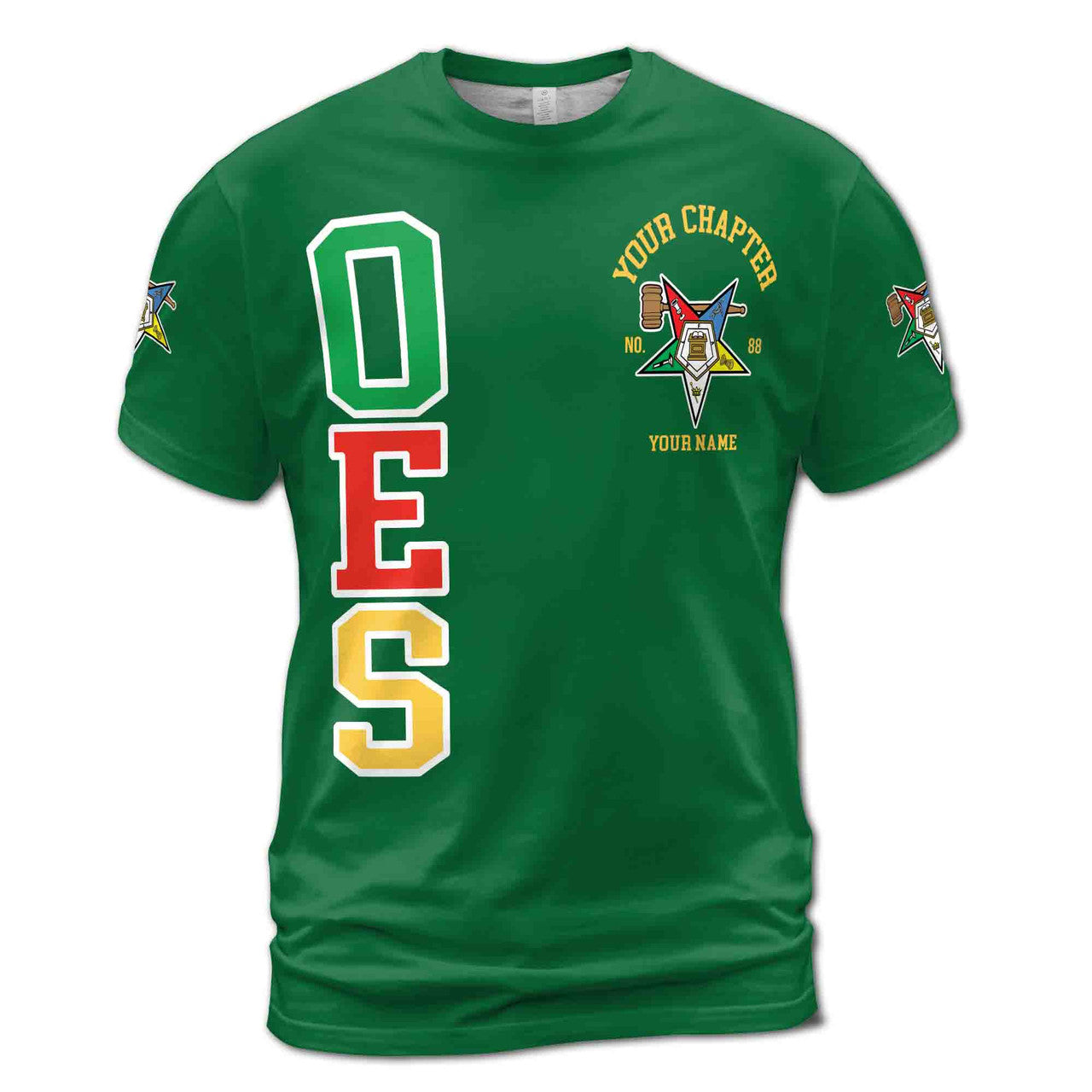 Custom Name Order of the Eastern Star Past Matron OES Gavel 3D T-Shirt S-5XL - FUKAMASONIC