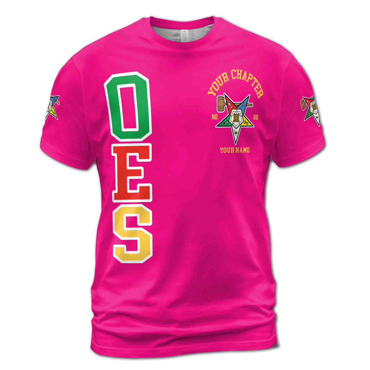 Custom Name Order of the Eastern Star Past Matron OES Gavel 3D T-Shirt S-5XL - FUKAMASONIC