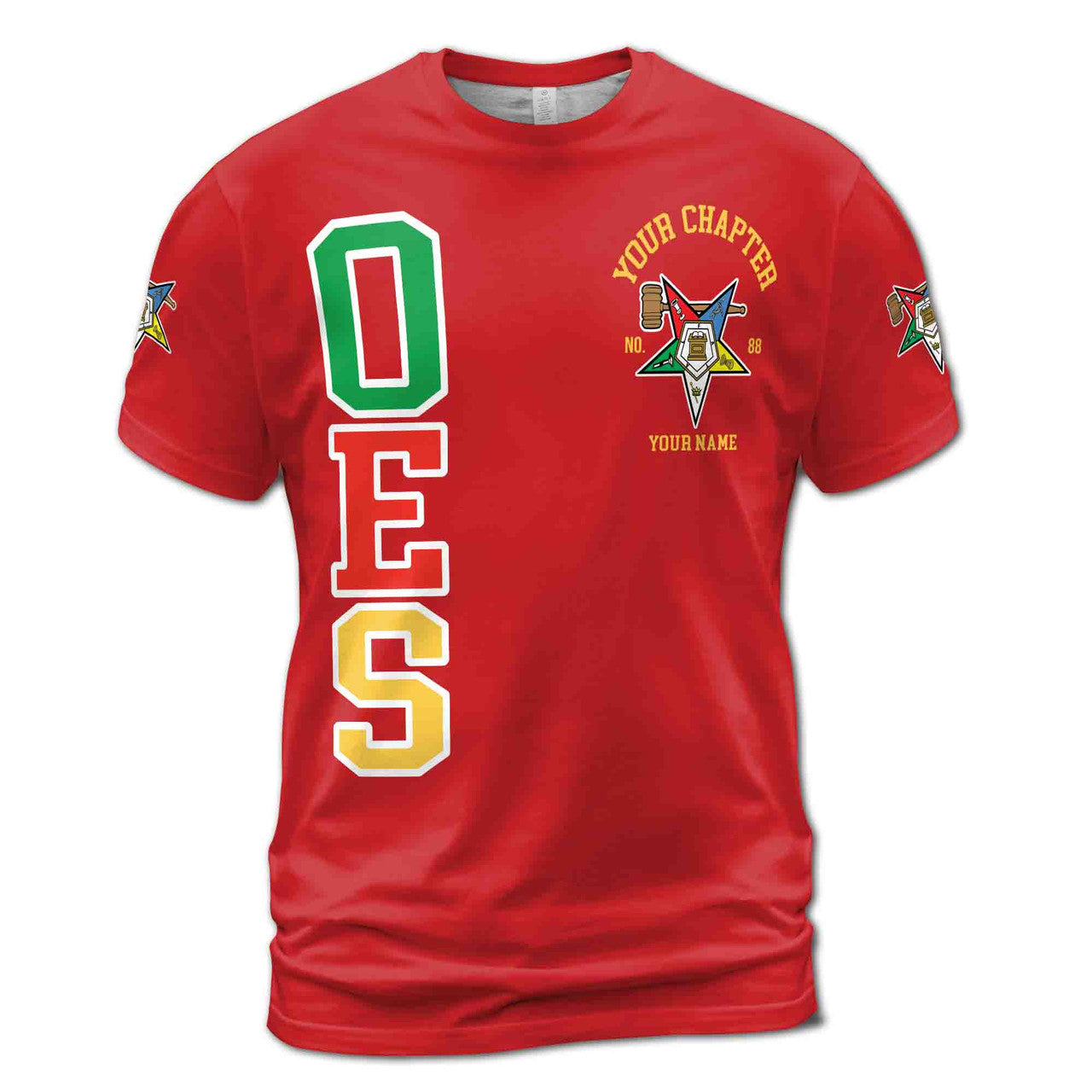 Custom Name Order of the Eastern Star Past Matron OES Gavel 3D T-Shirt S-5XL - FUKAMASONIC