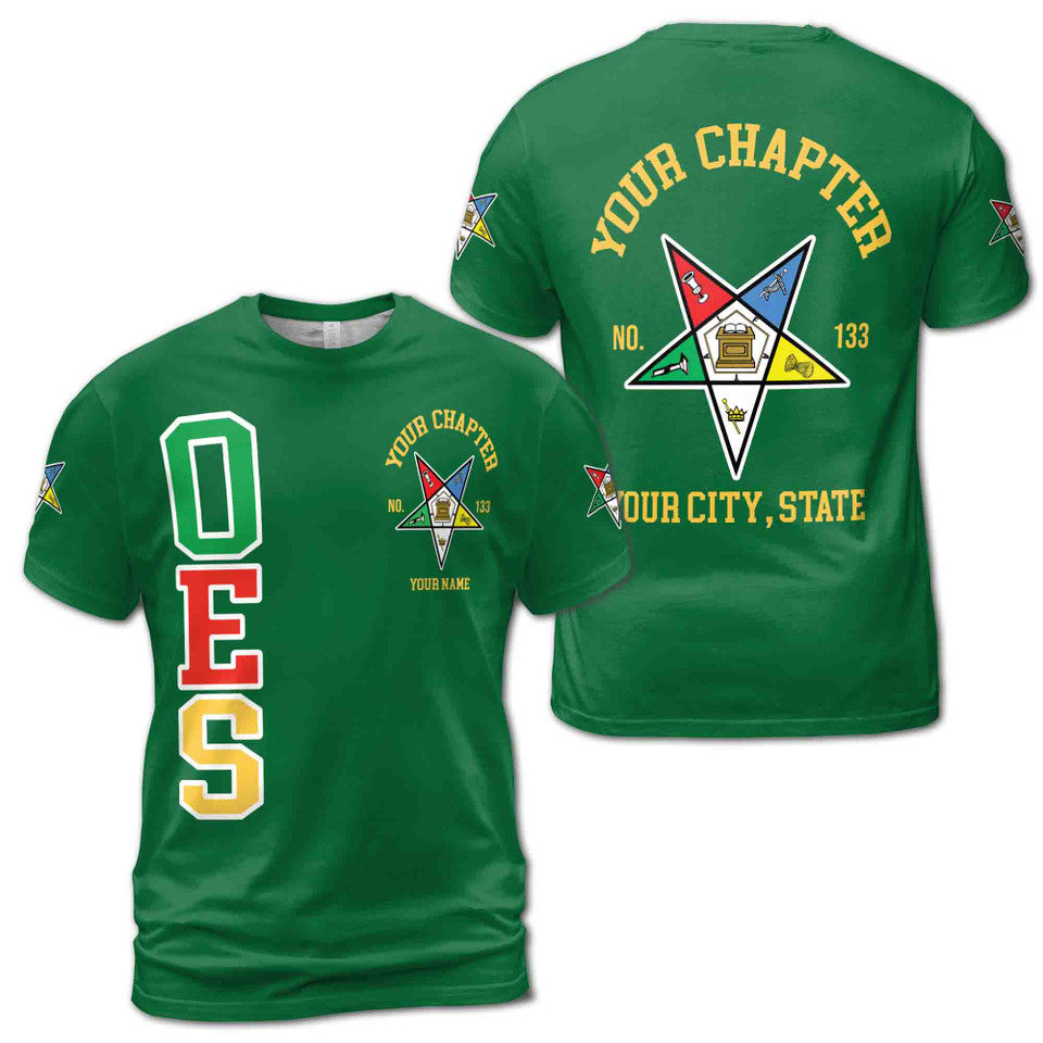 Order of the Eastern Star Masonic Lodge OES Red Unisex 3D T-shirt Size S-5XL - FUKAMASONIC