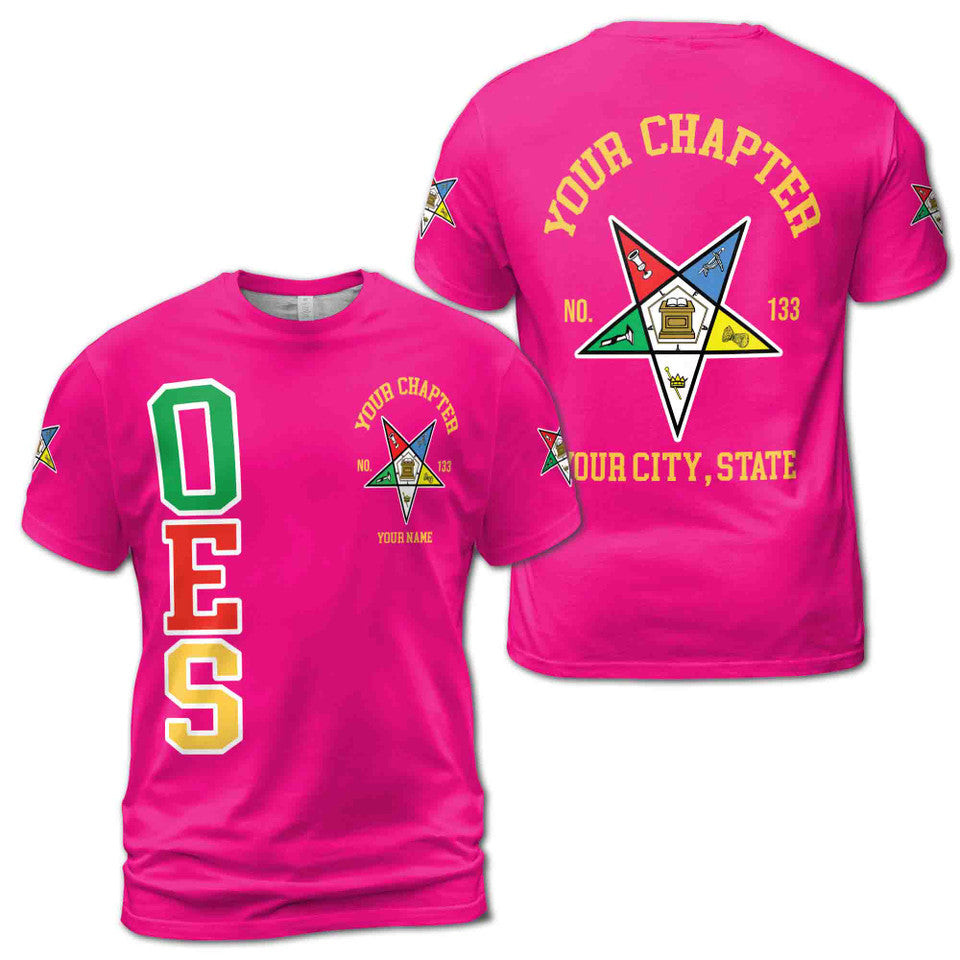 Order of the Eastern Star Masonic Lodge OES Red Unisex 3D T-shirt Size S-5XL - FUKAMASONIC