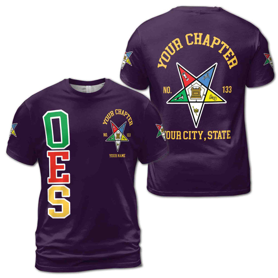Order of the Eastern Star Masonic Lodge OES Red Unisex 3D T-shirt Size S-5XL - FUKAMASONIC