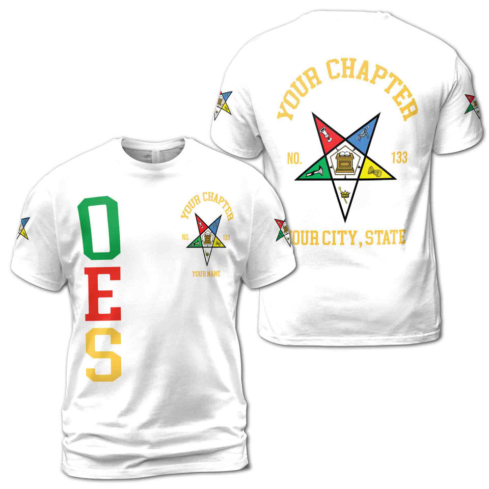 Order of the Eastern Star Masonic Lodge OES Red Unisex 3D T-shirt Size S-5XL - FUKAMASONIC