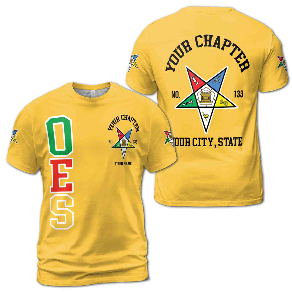 Order of the Eastern Star Masonic Lodge OES Red Unisex 3D T-shirt Size S-5XL - FUKAMASONIC
