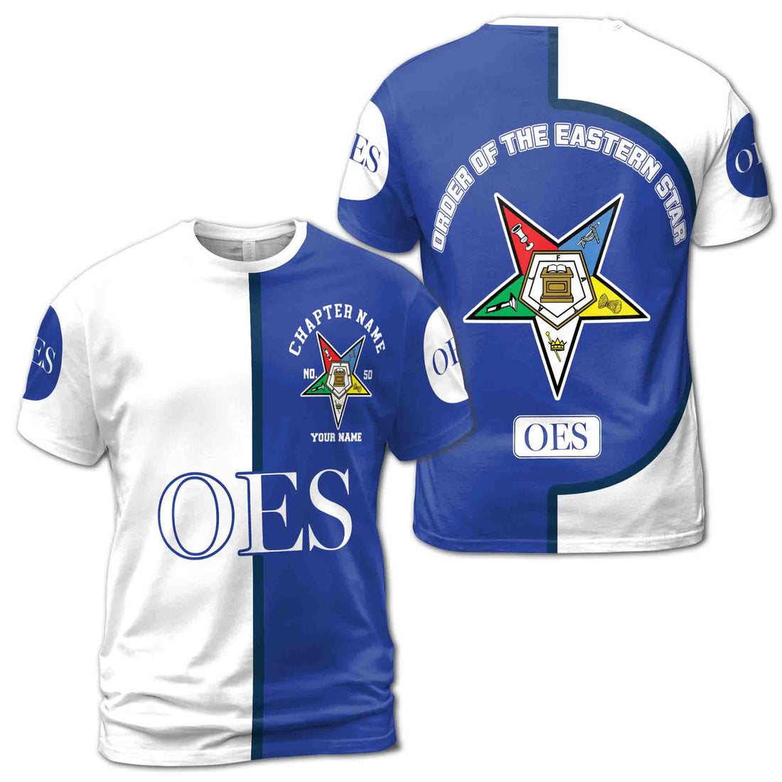 Customize Name Chapter Name Order of the Eastern Star OES Unisex 3D T-shirt Size S-5XL - FUKAMASONIC