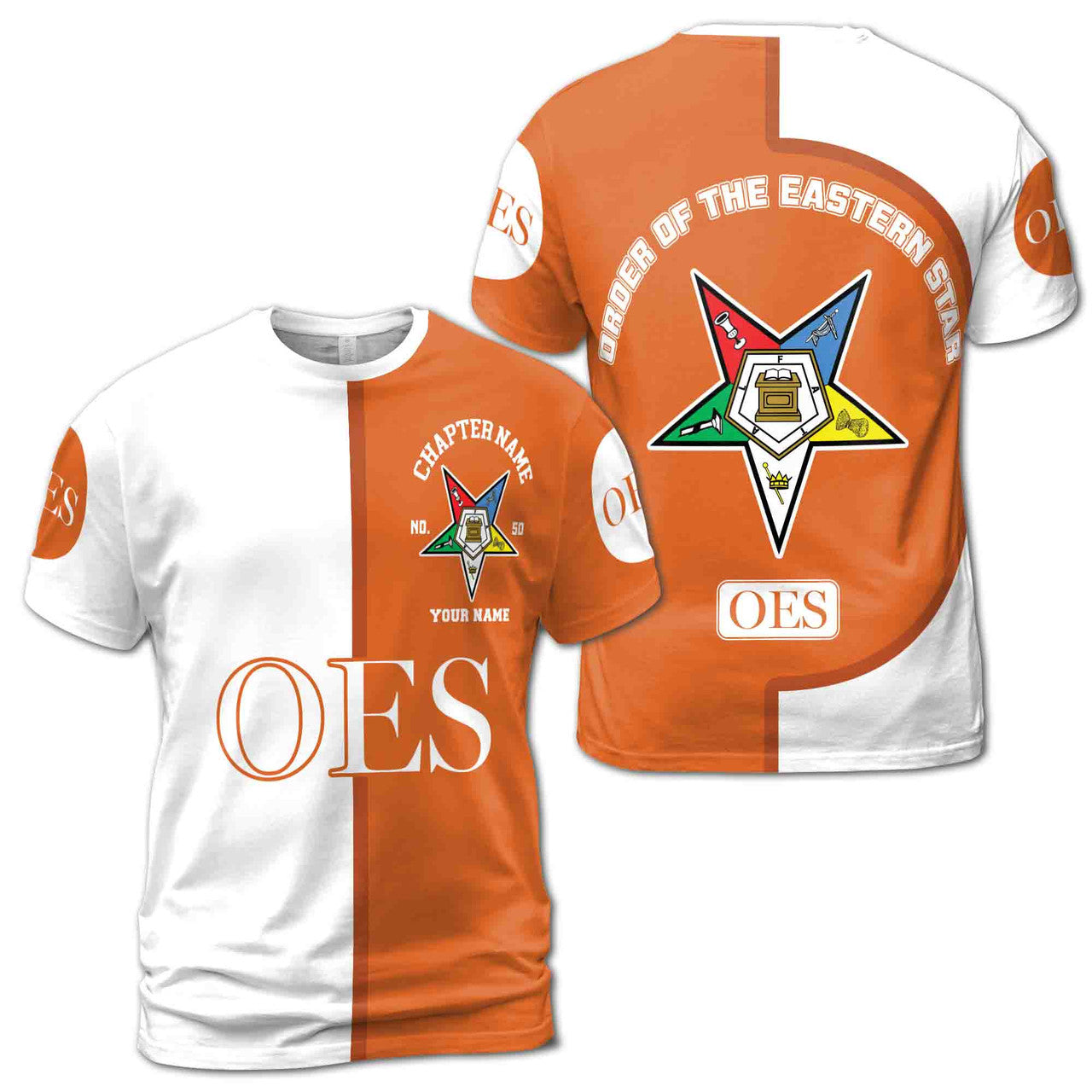 Customize Name Chapter Name Order of the Eastern Star OES Unisex 3D T-shirt Size S-5XL - FUKAMASONIC