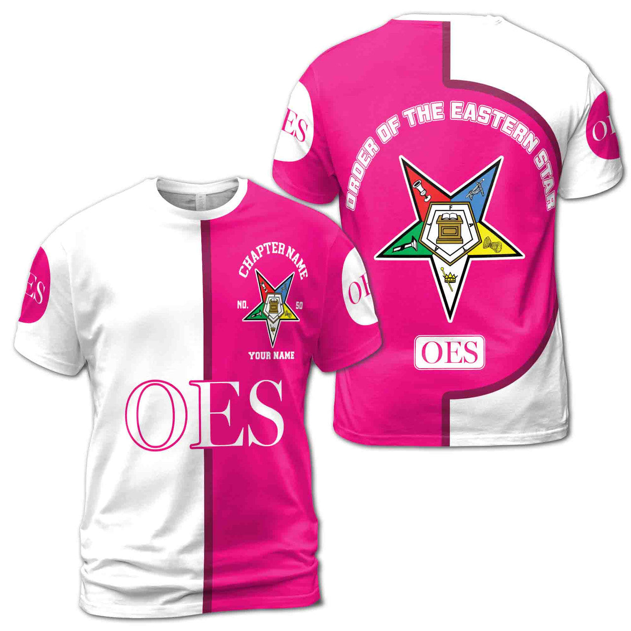 Customize Name Chapter Name Order of the Eastern Star OES Unisex 3D T-shirt Size S-5XL - FUKAMASONIC