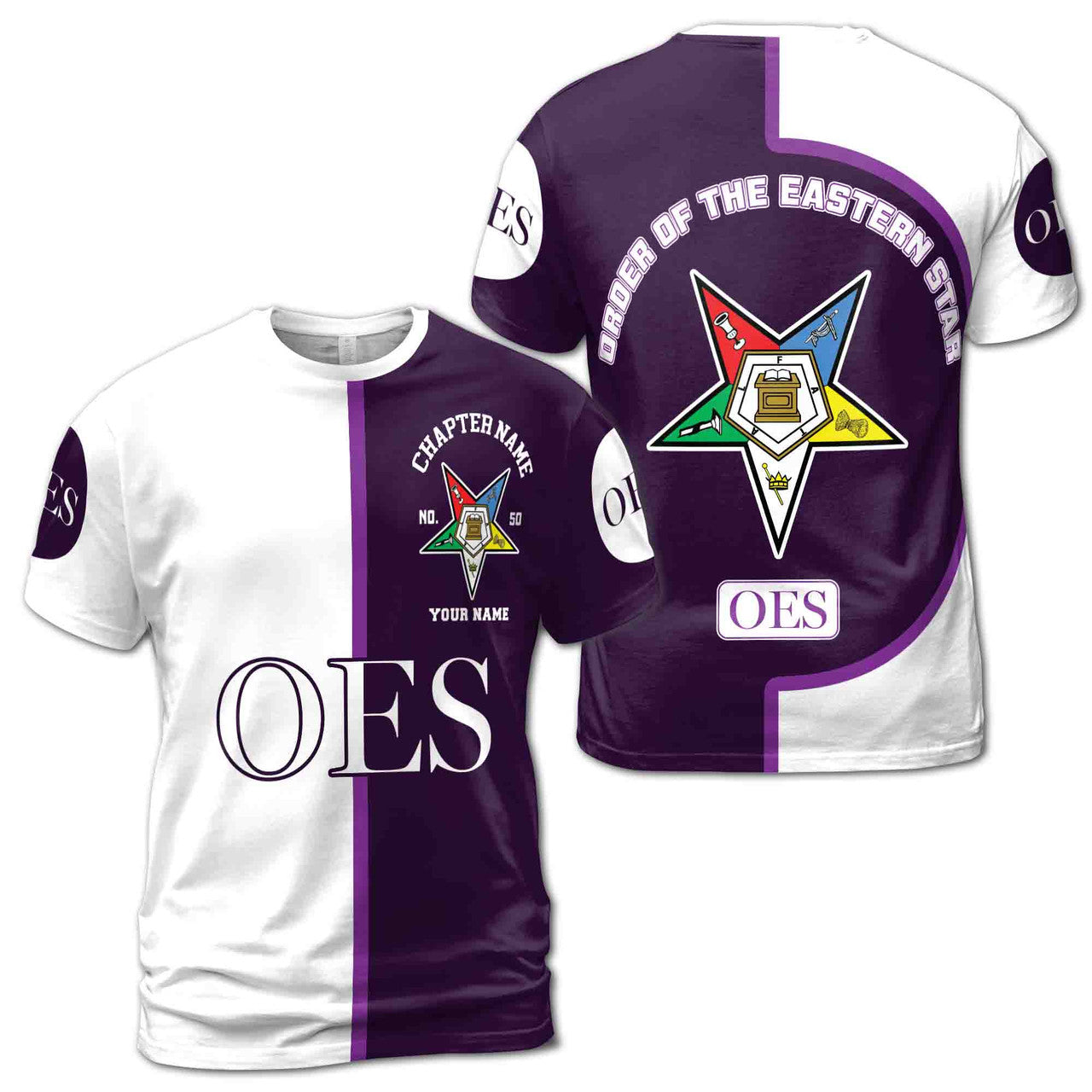Customize Name Chapter Name Order of the Eastern Star OES Unisex 3D T-shirt Size S-5XL - FUKAMASONIC