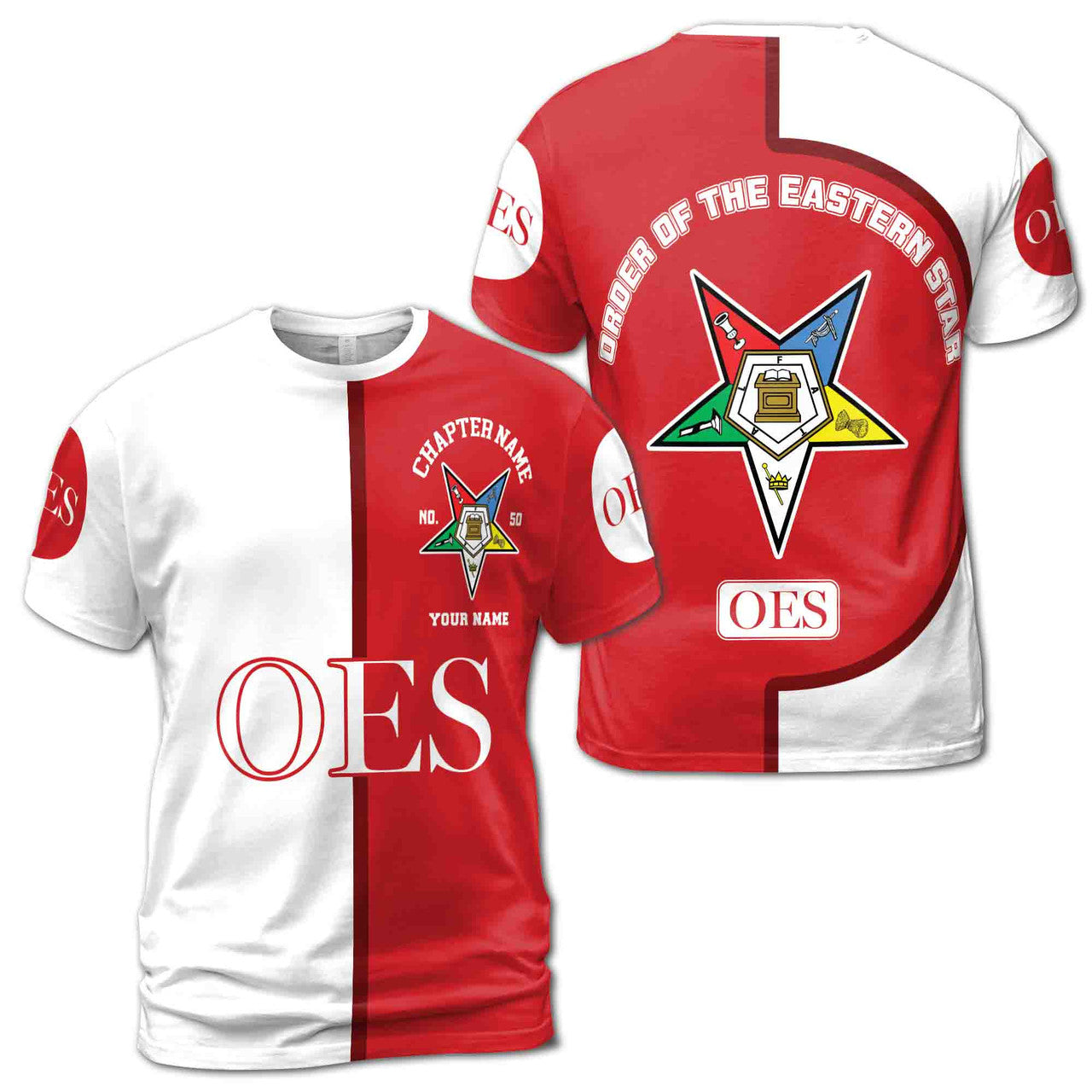Customize Name Chapter Name Order of the Eastern Star OES Unisex 3D T-shirt Size S-5XL - FUKAMASONIC