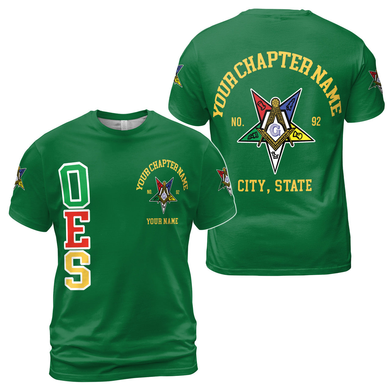 Order Of The Eastern Star OES Past Patrons Emblem Masonic Square & Compass 3D T-Shirt S-5XL - FUKAMASONIC