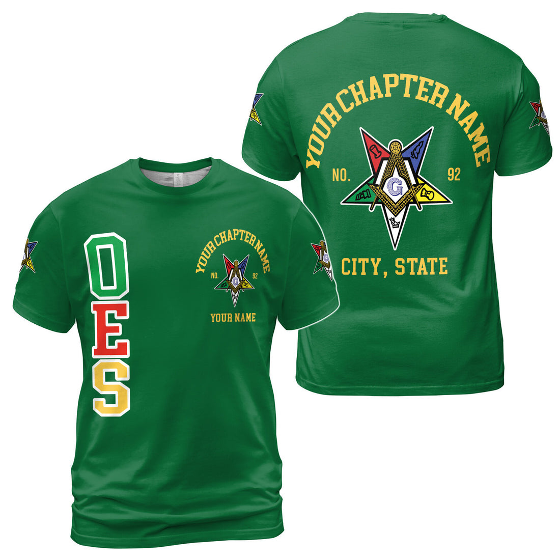 Order Of The Eastern Star OES Past Patrons Emblem Masonic Square & Compass 3D T-Shirt S-5XL - FUKAMASONIC