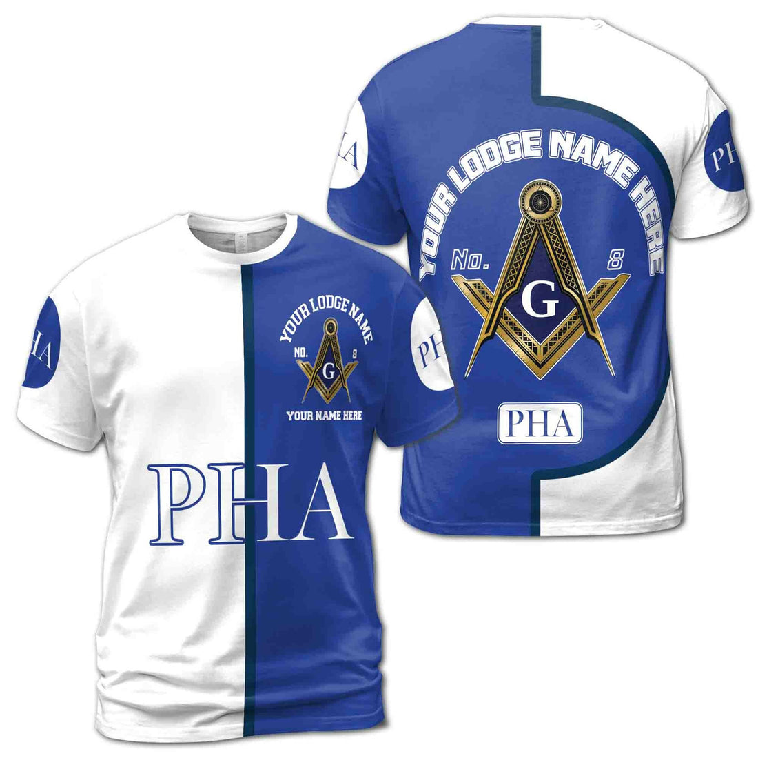 Customize Name Lodge Name PHA Masonic Freemasonry Unisex 3D T-shirt Size S-5XL - FUKAMASONIC