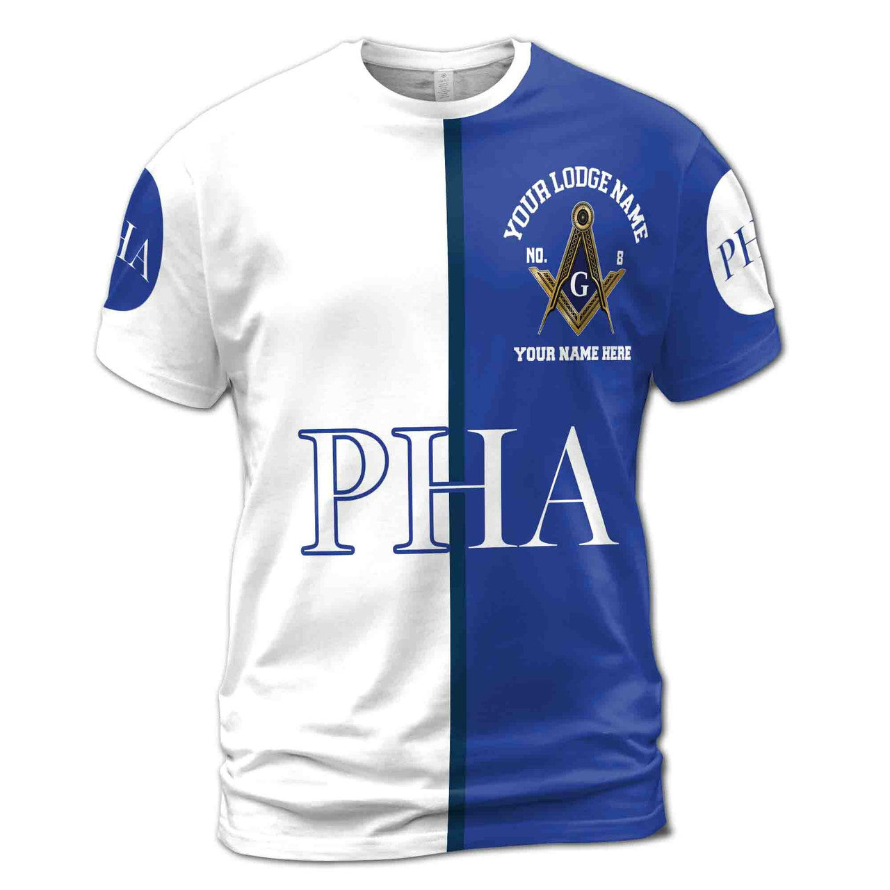 Customize Name Lodge Name PHA Masonic Freemasonry Unisex 3D T-shirt Size S-5XL - FUKAMASONIC