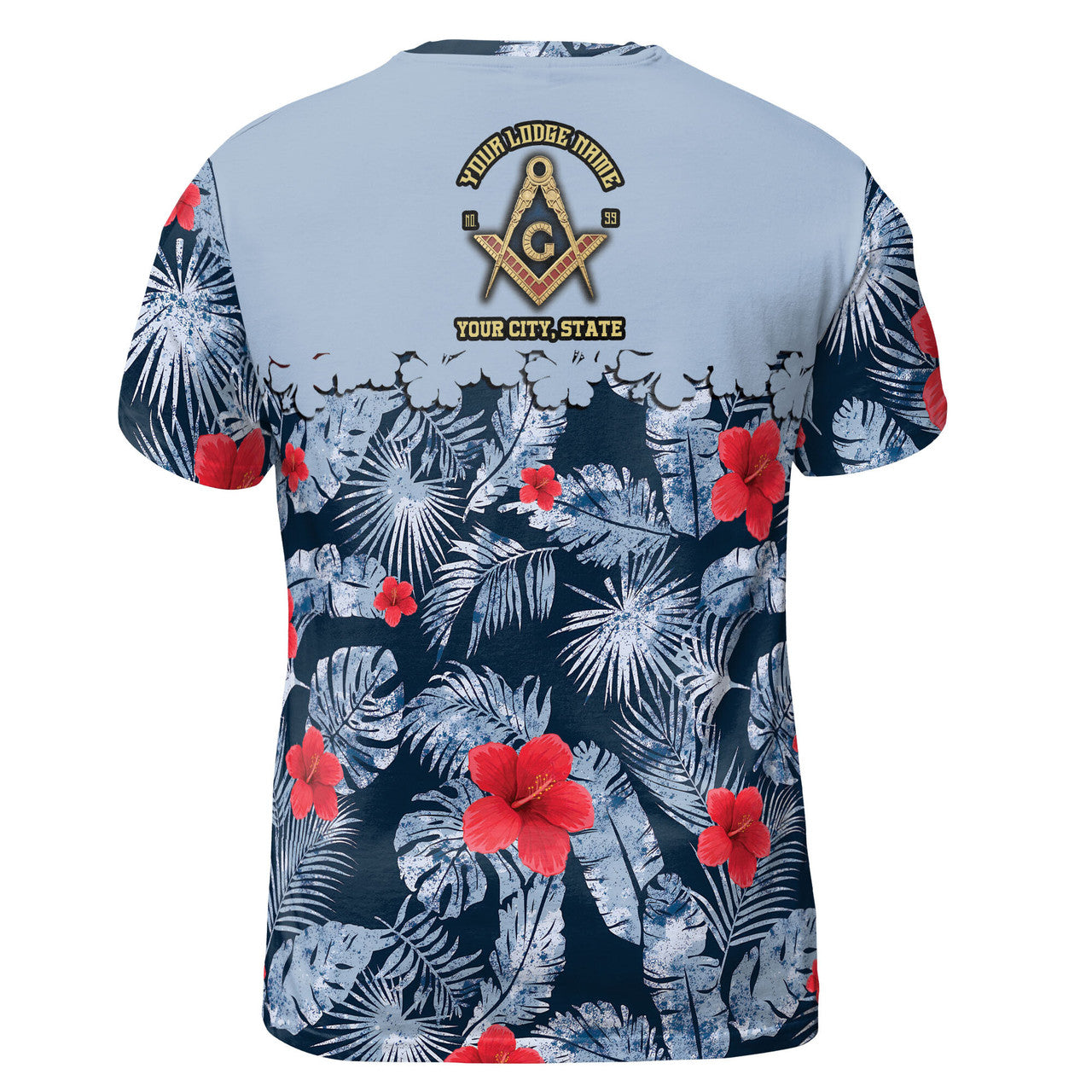 Personalized Masonic Freemasonry Ice Palm Leaf Patten Men's T-shirt S-5XL - FUKAMASONIC
