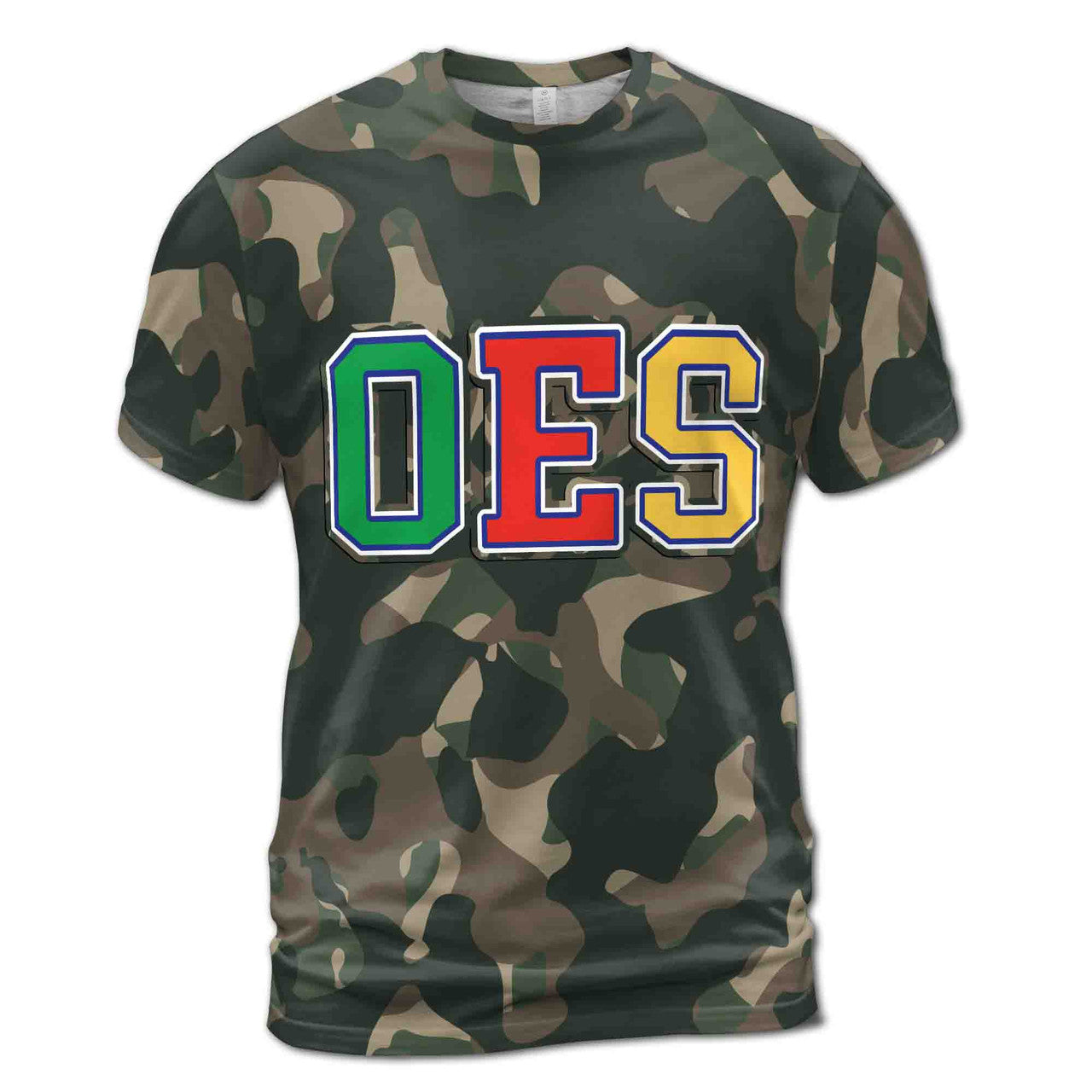 Customized Camo OES Order of the Eastern Star Pentagon Down 3D T-shirt S-5XL - FUKAMASONIC