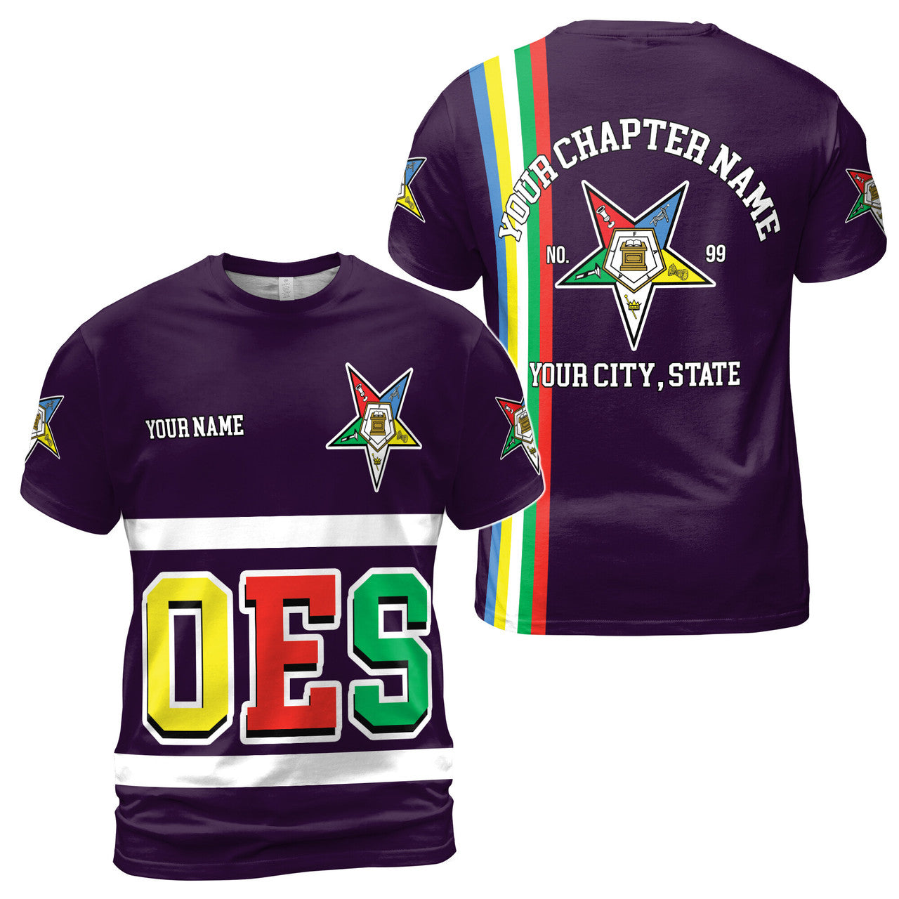 Personalized Multi-color Order of the Eastern Star OES AF&AM 3D T-shirt S-5XL - FUKAMASONIC