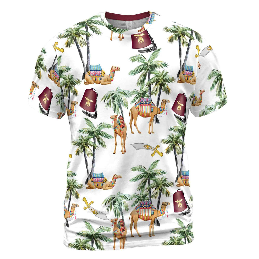 Personalized Noble Shriner Palm Tree With Camel Arabic Men's T-shirt S-5XL - FUKAMASONIC